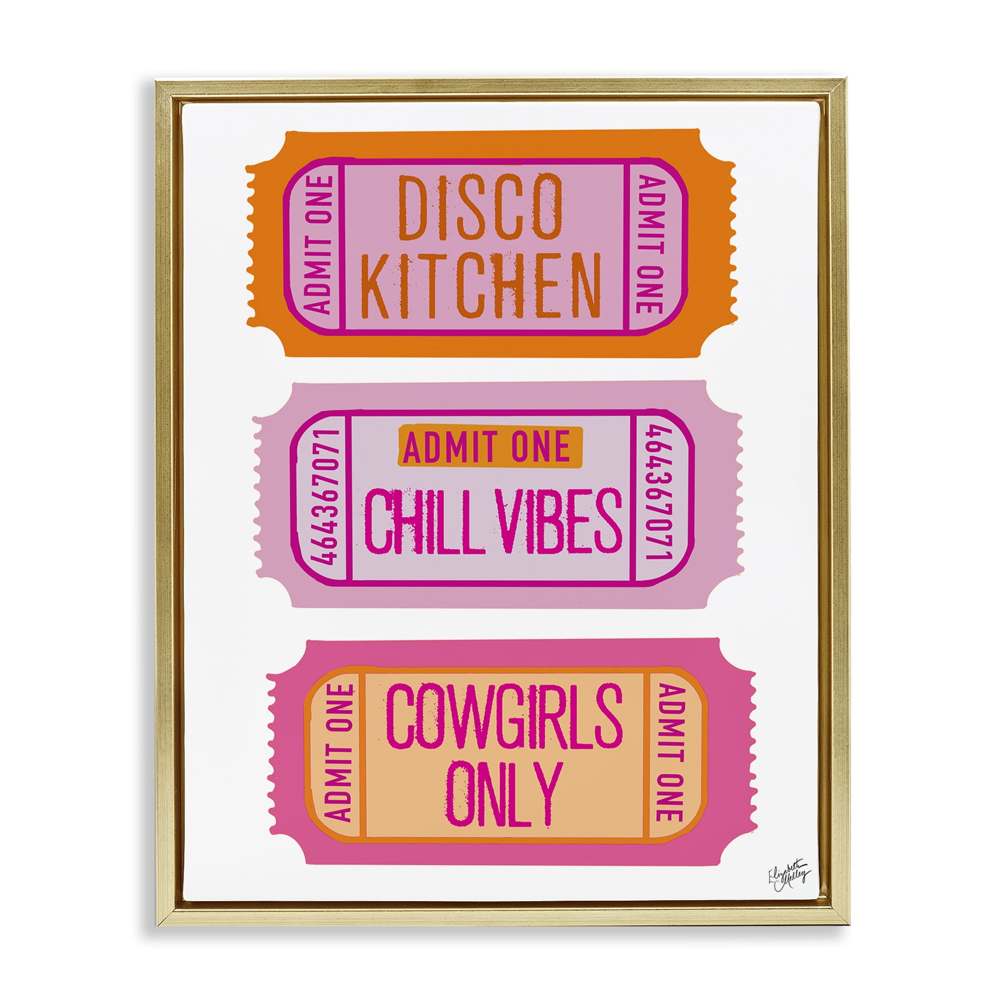 Stupell Industries Disco Kitchen Phrase Tickets Text & Numbers Painting Gold Floater Framed Canvas Art Print Wall Art, 17 x 21