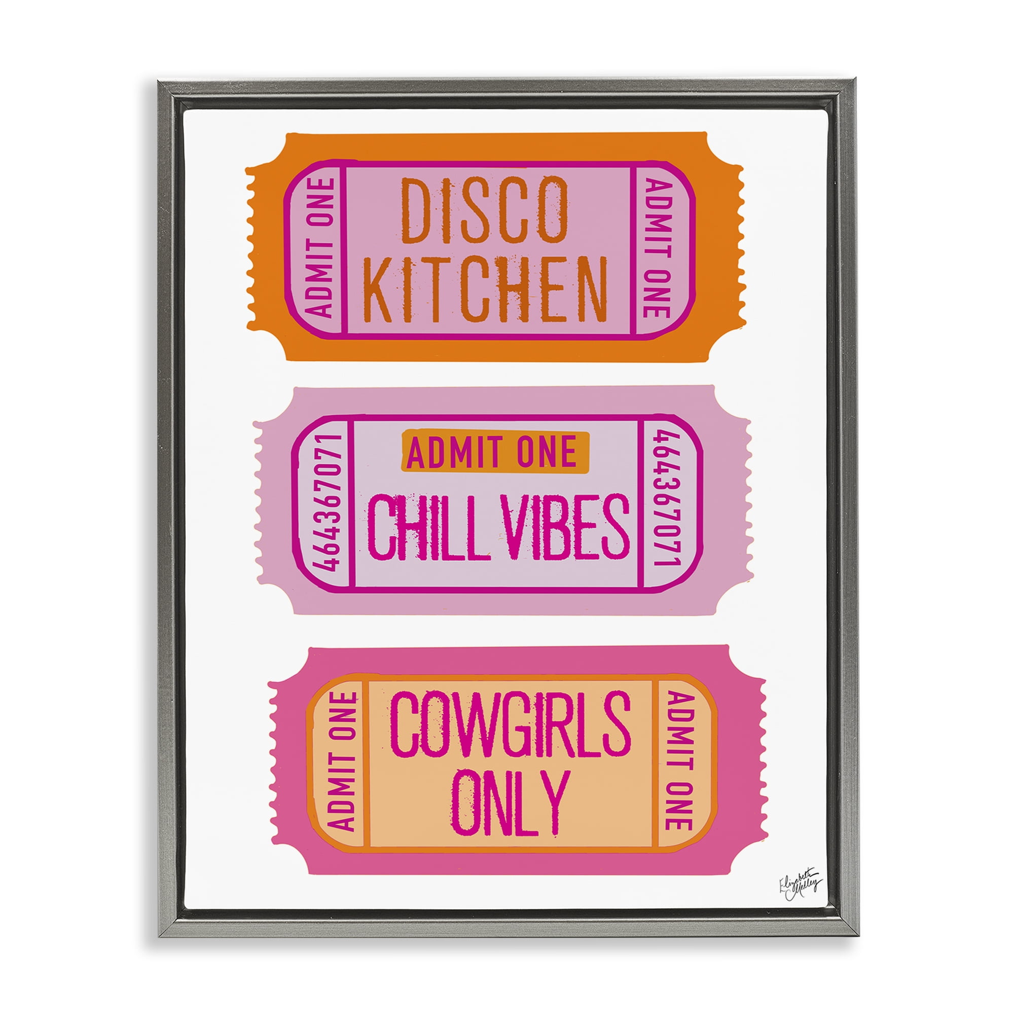Stupell Industries Disco Kitchen Phrase Tickets Text & Numbers Painting Gray Floater Framed Canvas Art Print Wall Art, 17 x 21
