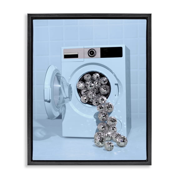 Stupell Industries Eclectic Disco Laundry Machine over Blue Black Floating Frame Canvas Art, 17 x 21, by LISH Creative