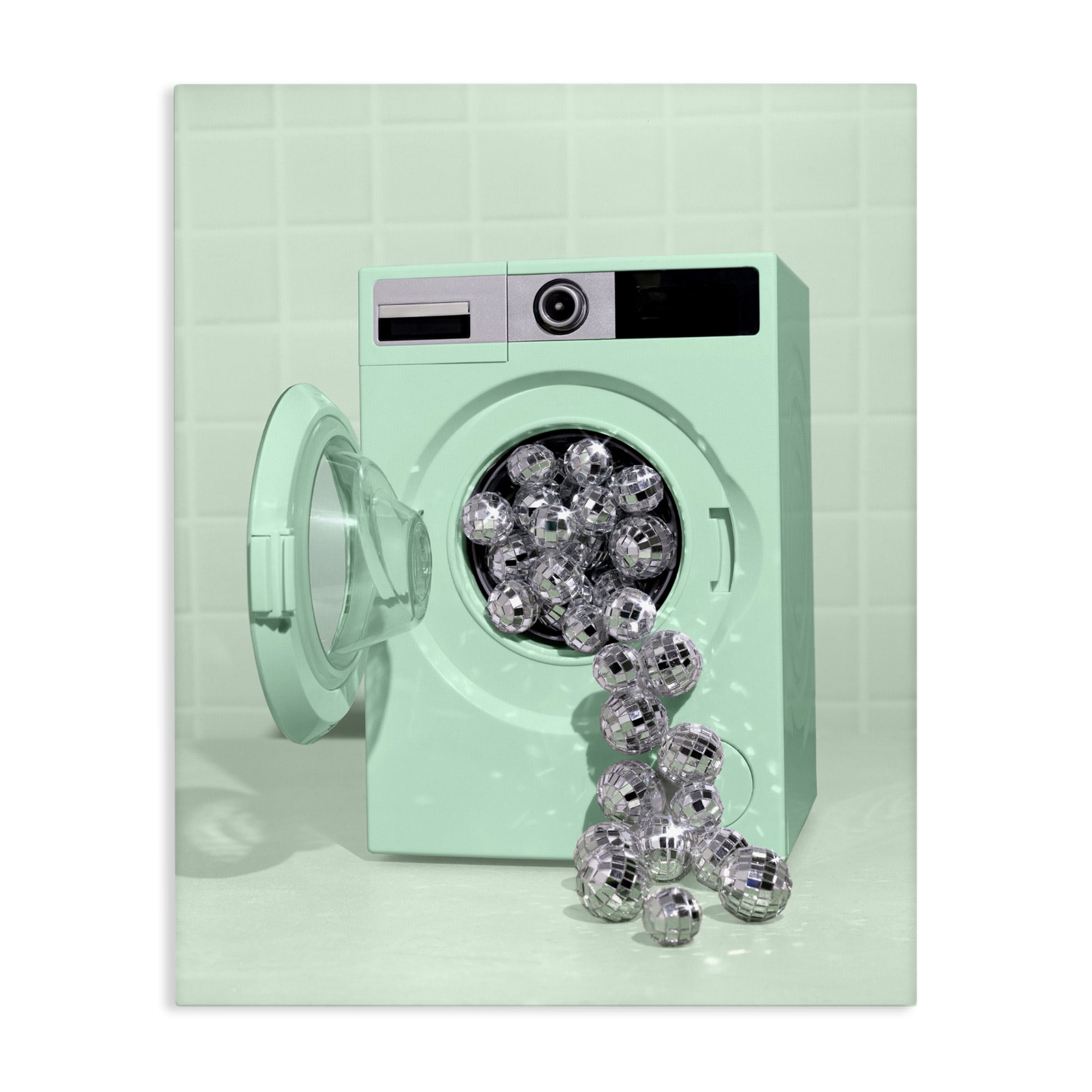 Stupell Industries Disco Laundry Machine over Green Canvas Wall Art, design by LISH Creative