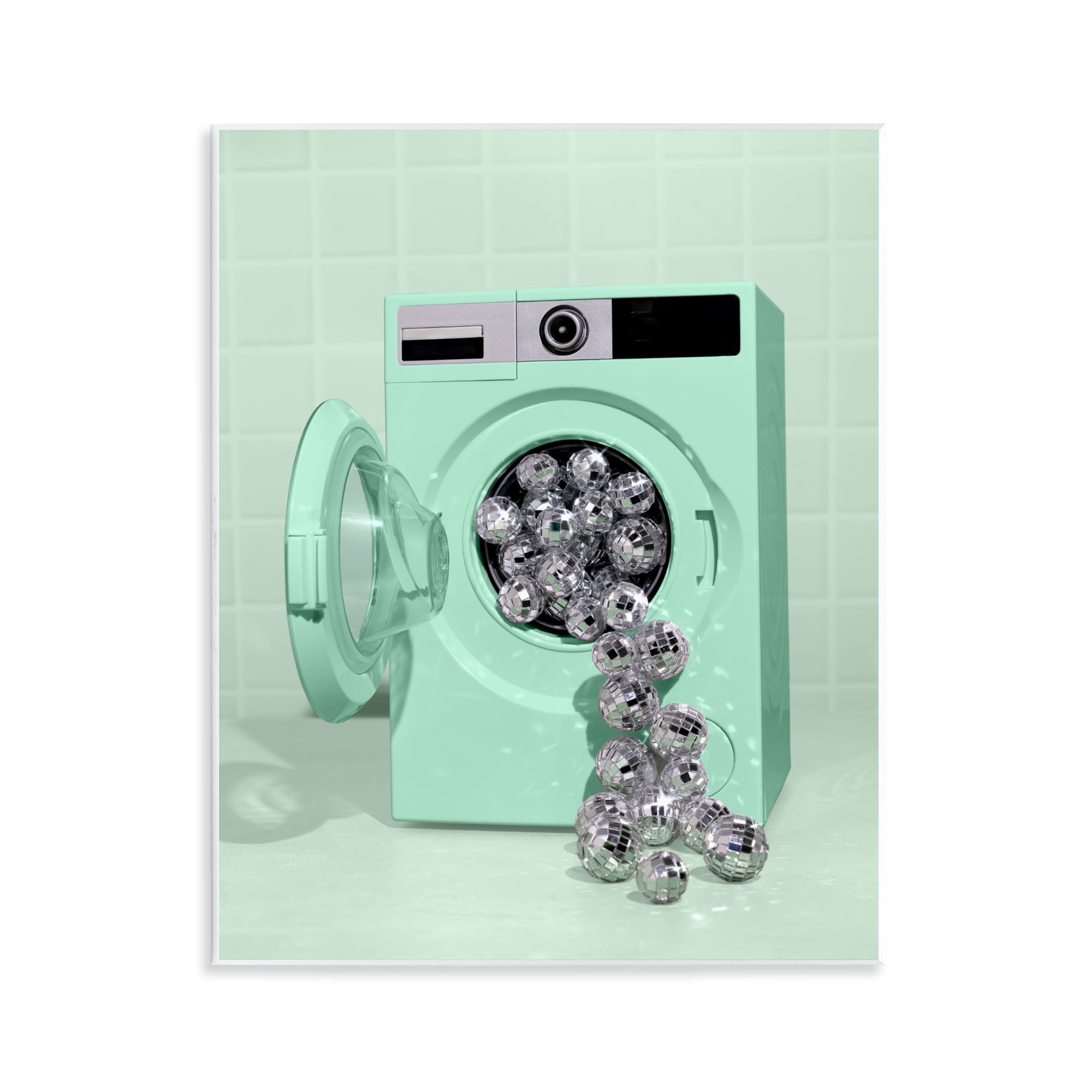 Stupell Industries Disco Laundry Machine over Green Wall Plaque Art, design by LISH Creative