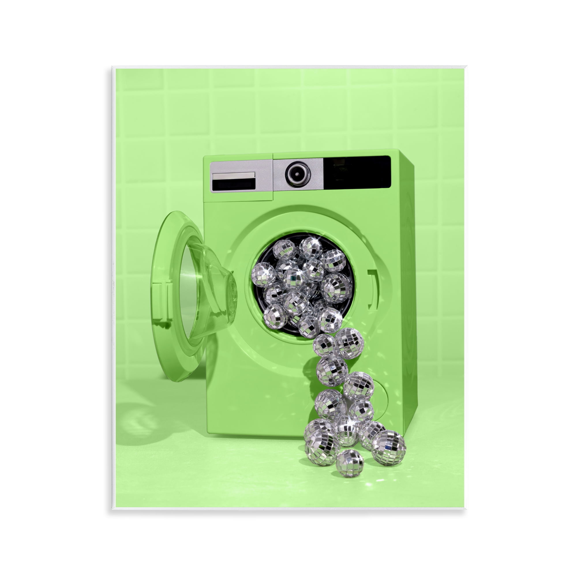 Stupell Industries Disco Laundry Machine over Lime Wall Plaque Art, design by LISH Creative
