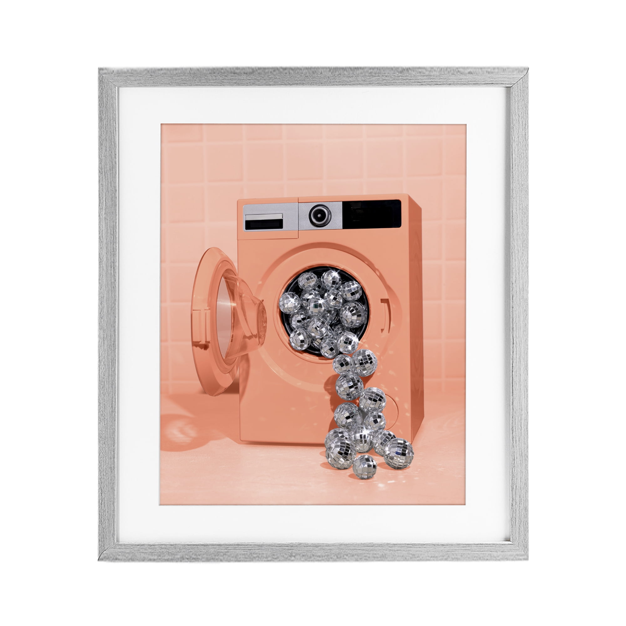 Stupell Industries Disco Laundry Machine over Orange Gray Framed Print Under Glass, design by LISH Creative
