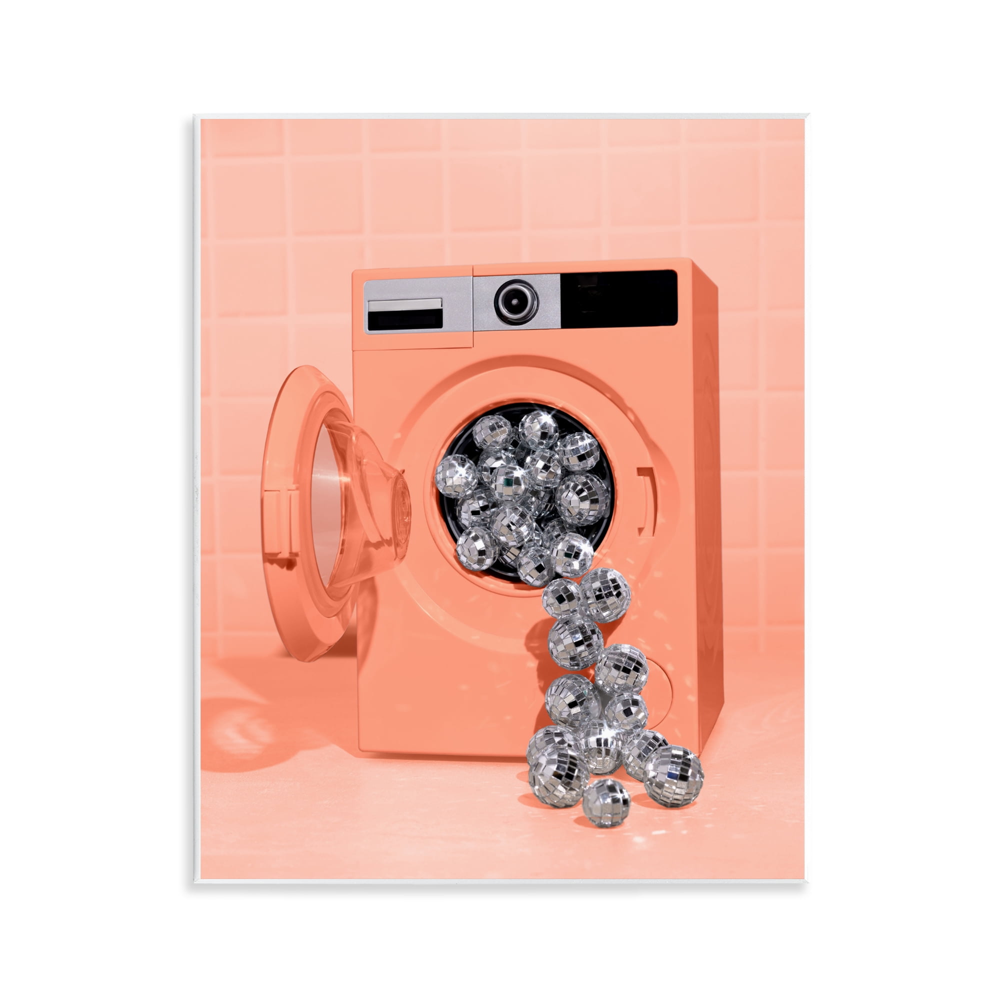 Stupell Industries Disco Laundry Machine over Orange Wall Plaque Art, design by LISH Creative