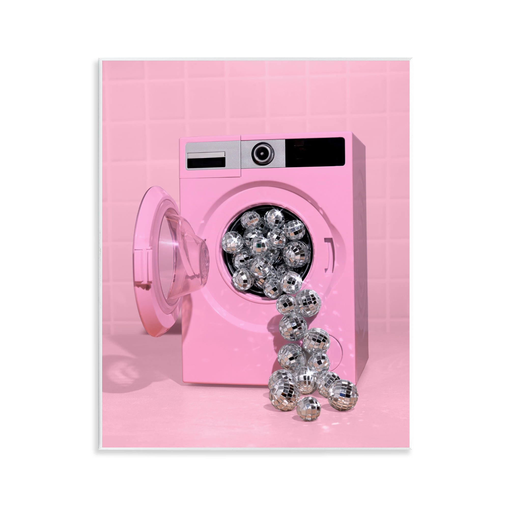 Stupell Industries Disco Laundry Machine over Pink Wall Plaque Art, design by LISH Creative