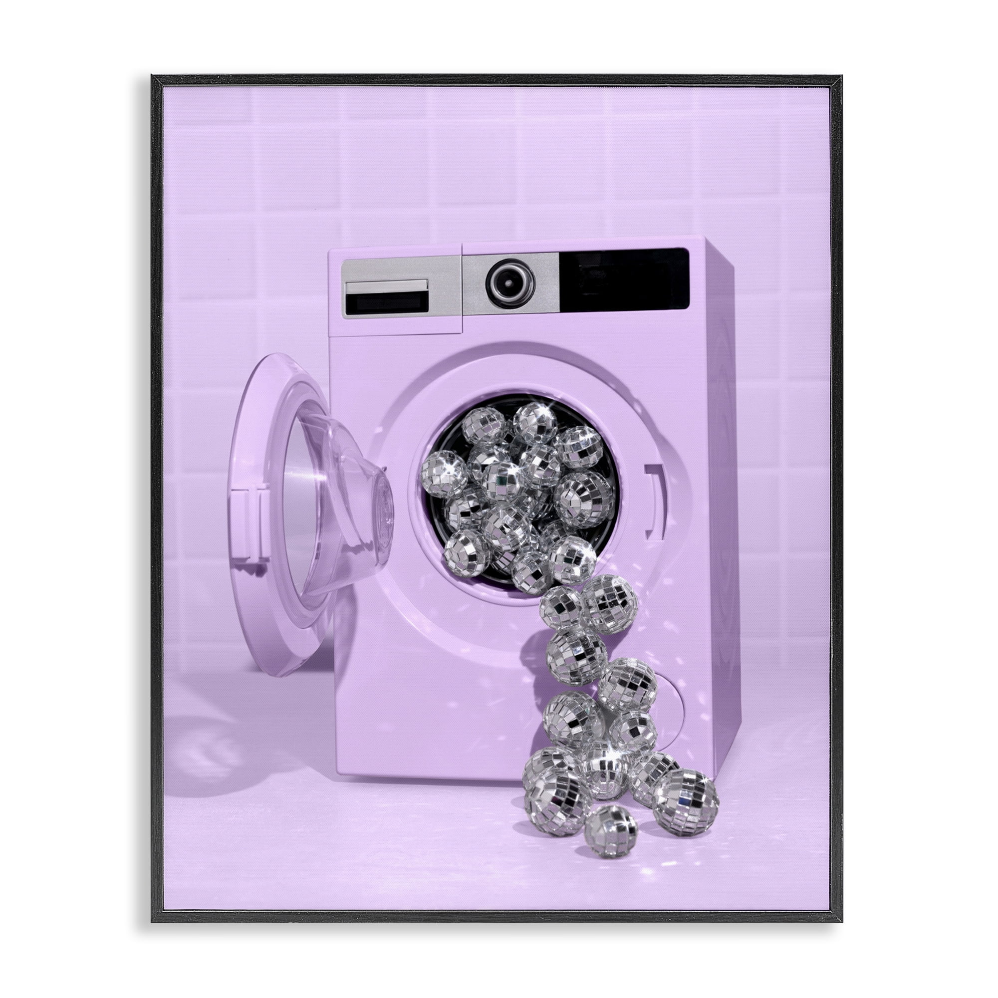Stupell Industries Disco Laundry Machine over Purple Black Framed Giclee Art, design by LISH Creative