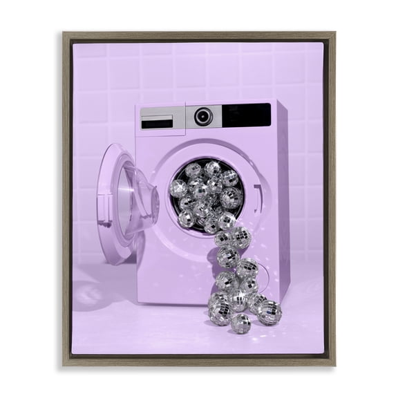 Stupell Industries Eclectic Disco Laundry Machine over Purple Brown Floating Frame Canvas Art, 25 x 31, by LISH Creative