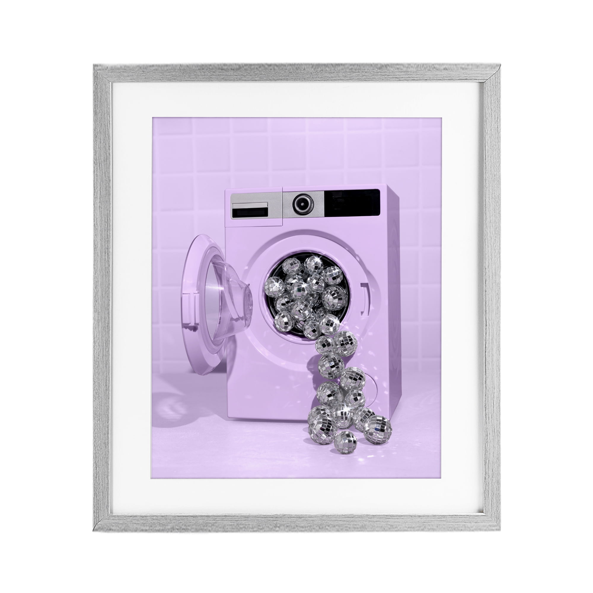 Stupell Industries Disco Laundry Machine over Purple Gray Framed Print Under Glass, design by LISH Creative