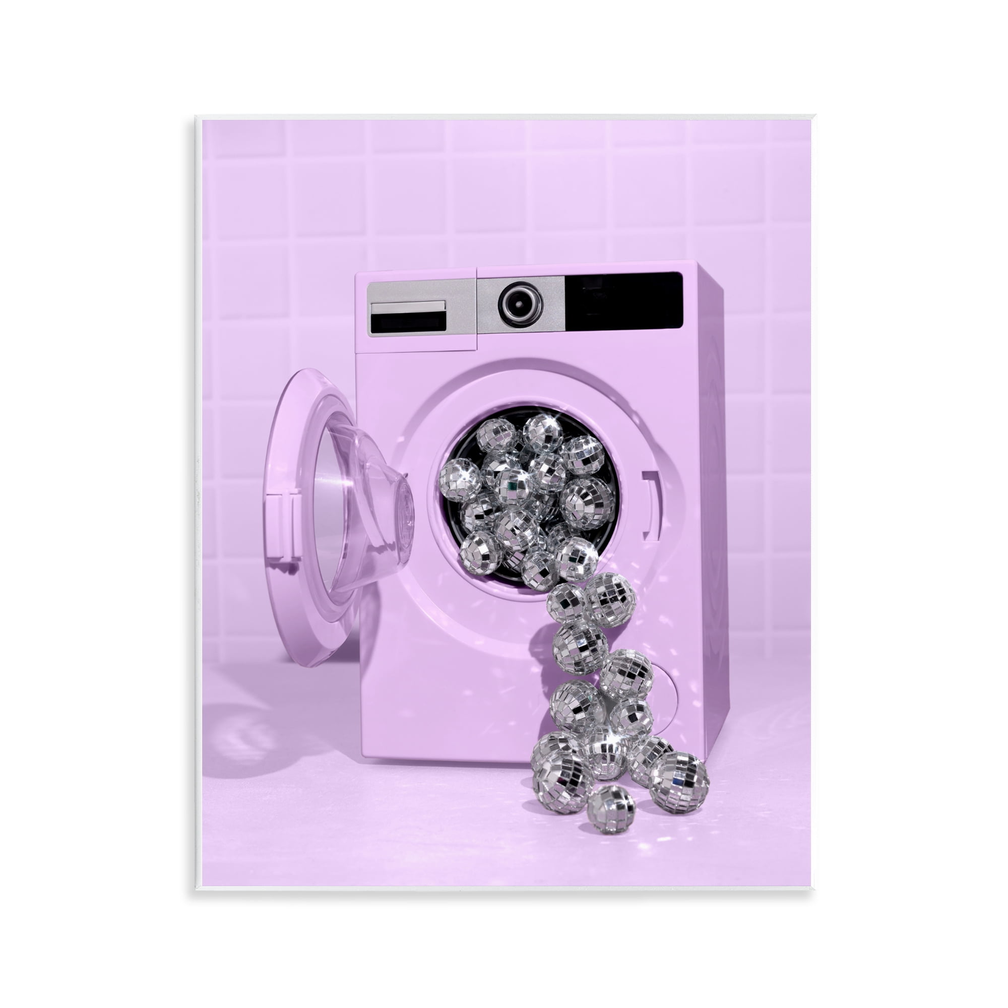 Stupell Industries Disco Laundry Machine over Purple Wall Plaque Art, design by LISH Creative