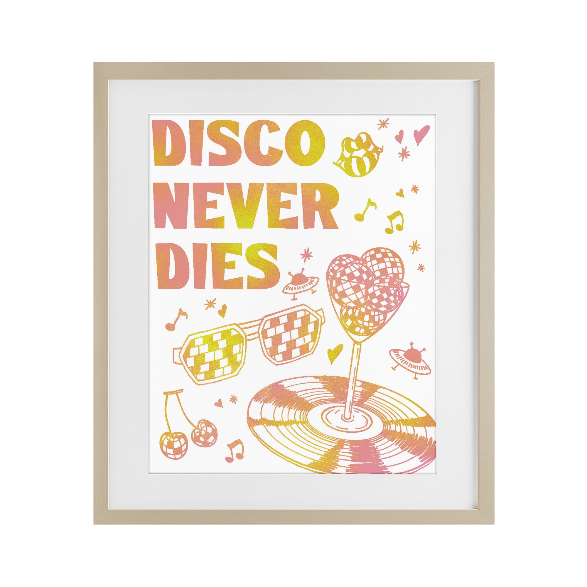 Stupell Industries Disco Never Dies Birch Framed Print Under Glass, design by Ziwei Li