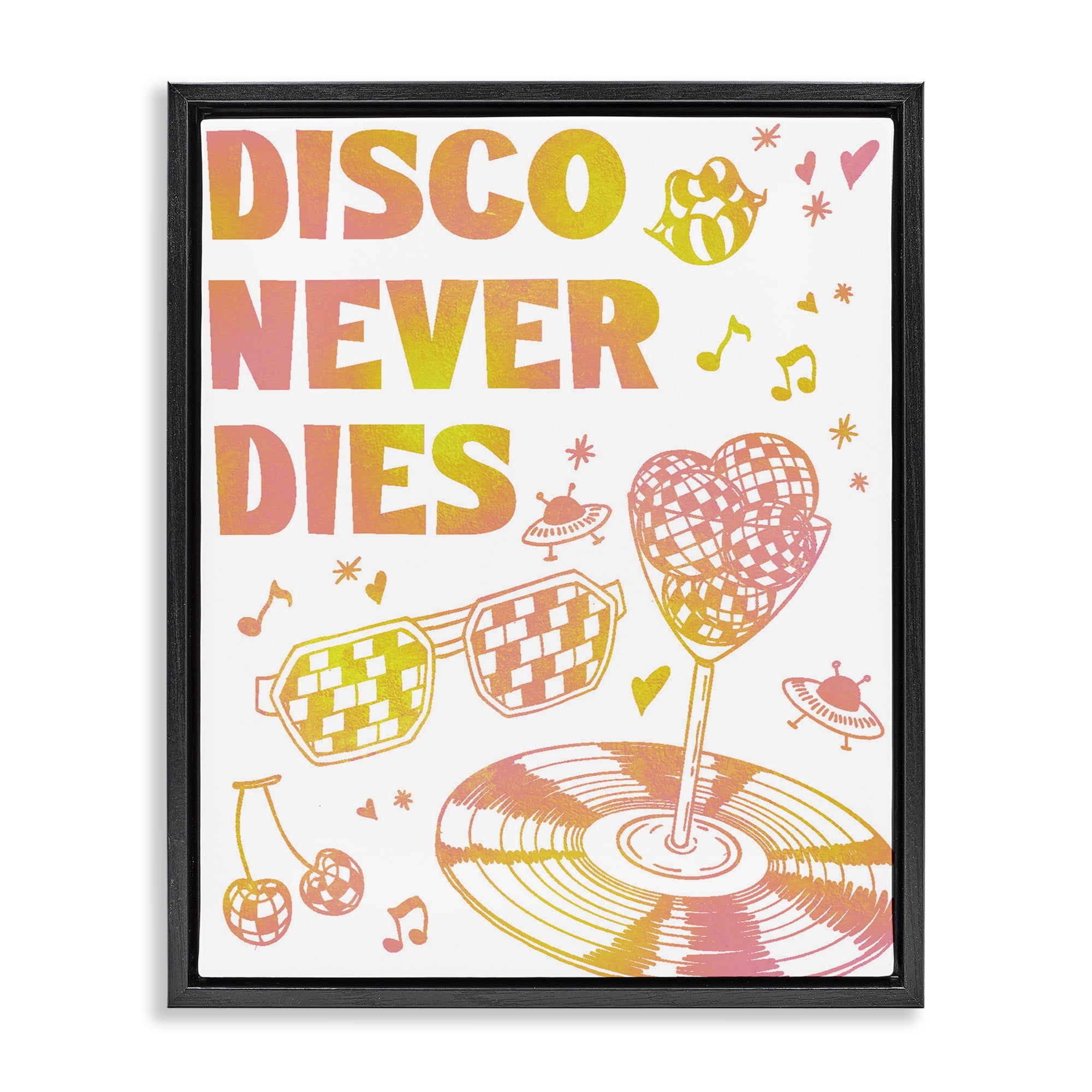 Stupell Industries Disco Never Dies Black Framed Floater Canvas Wall Art, design by Ziwei Li