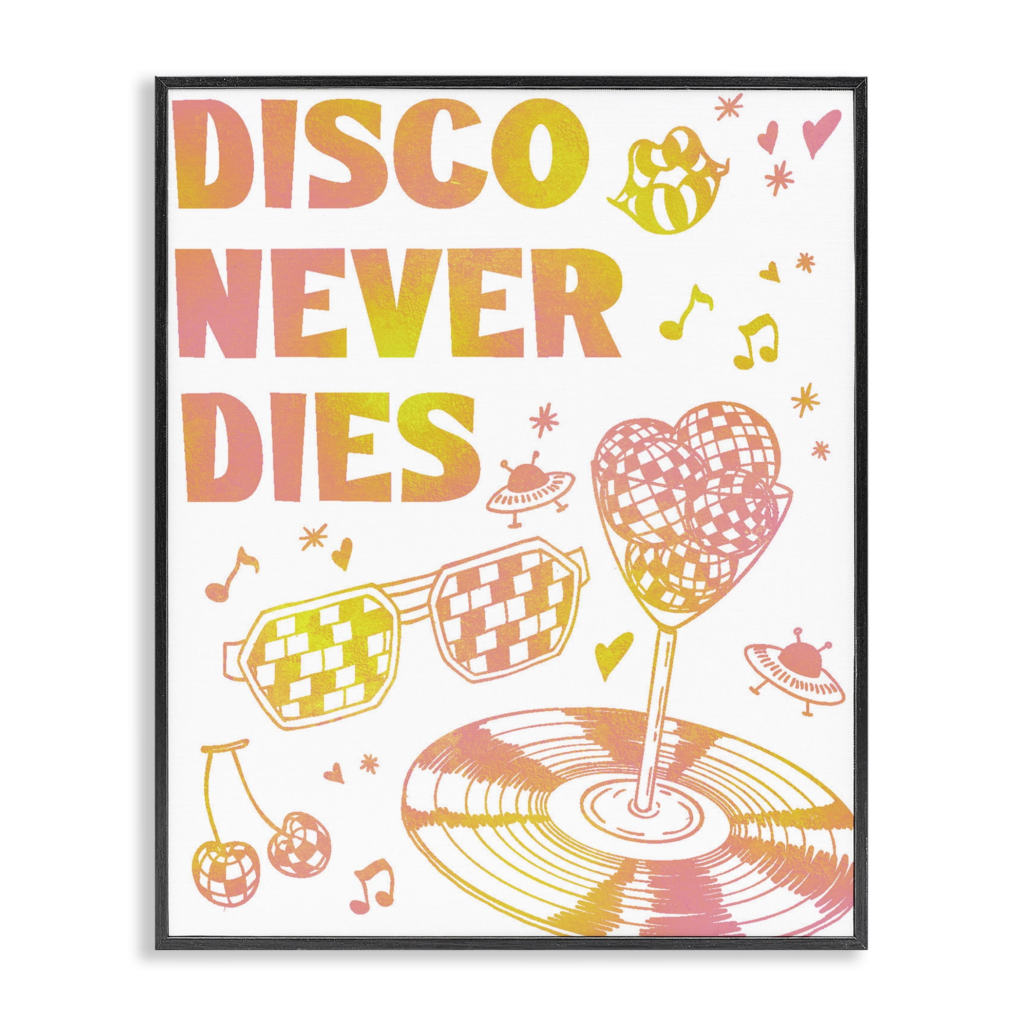 Stupell Industries Disco Never Dies Black Framed Giclee Art, design by Ziwei Li