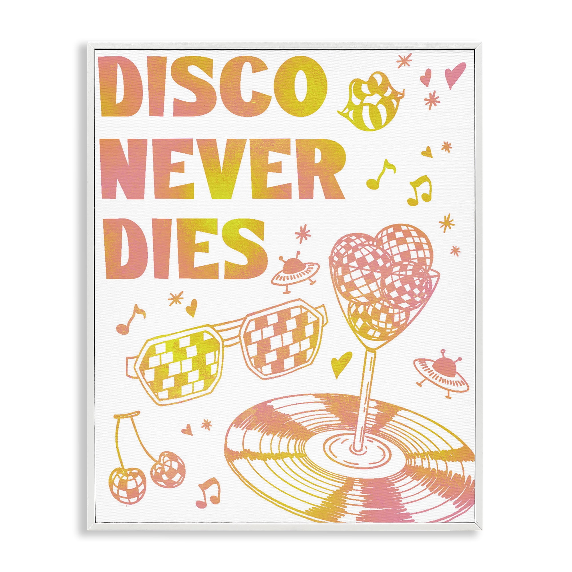 Stupell Industries Disco Never Dies White Framed Giclee Art, design by Ziwei Li
