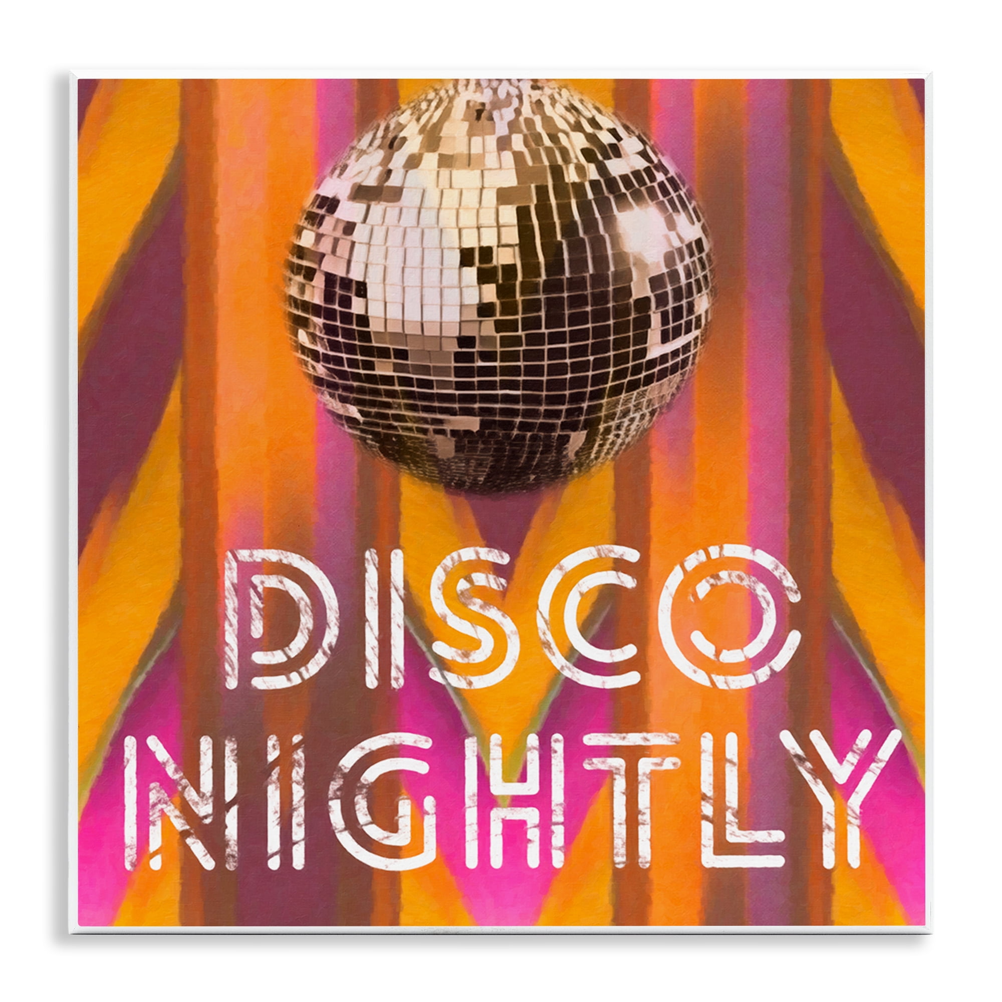 Stupell Industries Disco Nightly Retro Phrase Entertainment Painting Unframed Art Print Wall Art, 12 x 12