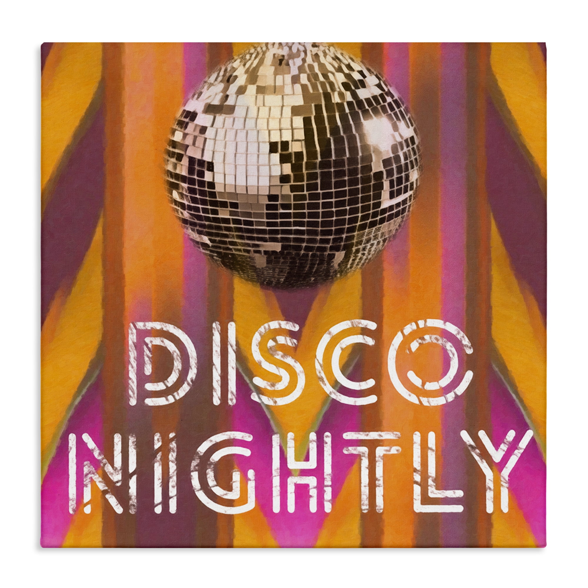 Stupell Industries Disco Nightly Retro Phrase Entertainment Painting Wrapped Canvas Art Print Wall Art, 17 x 17