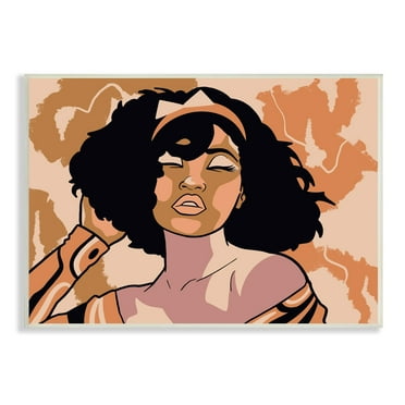 Stupell Industries Disco Party Abstract Female Portrait Orange Patterns Abstract Painting Unframed Art Print Wall Art, 13 x 19