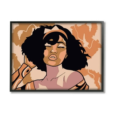 Stupell Industries Disco Party Abstract Female Portrait Orange Patterns Glam Painting Black Framed Art Print Wall Art, 24 x 30, Design by Marcus Prime