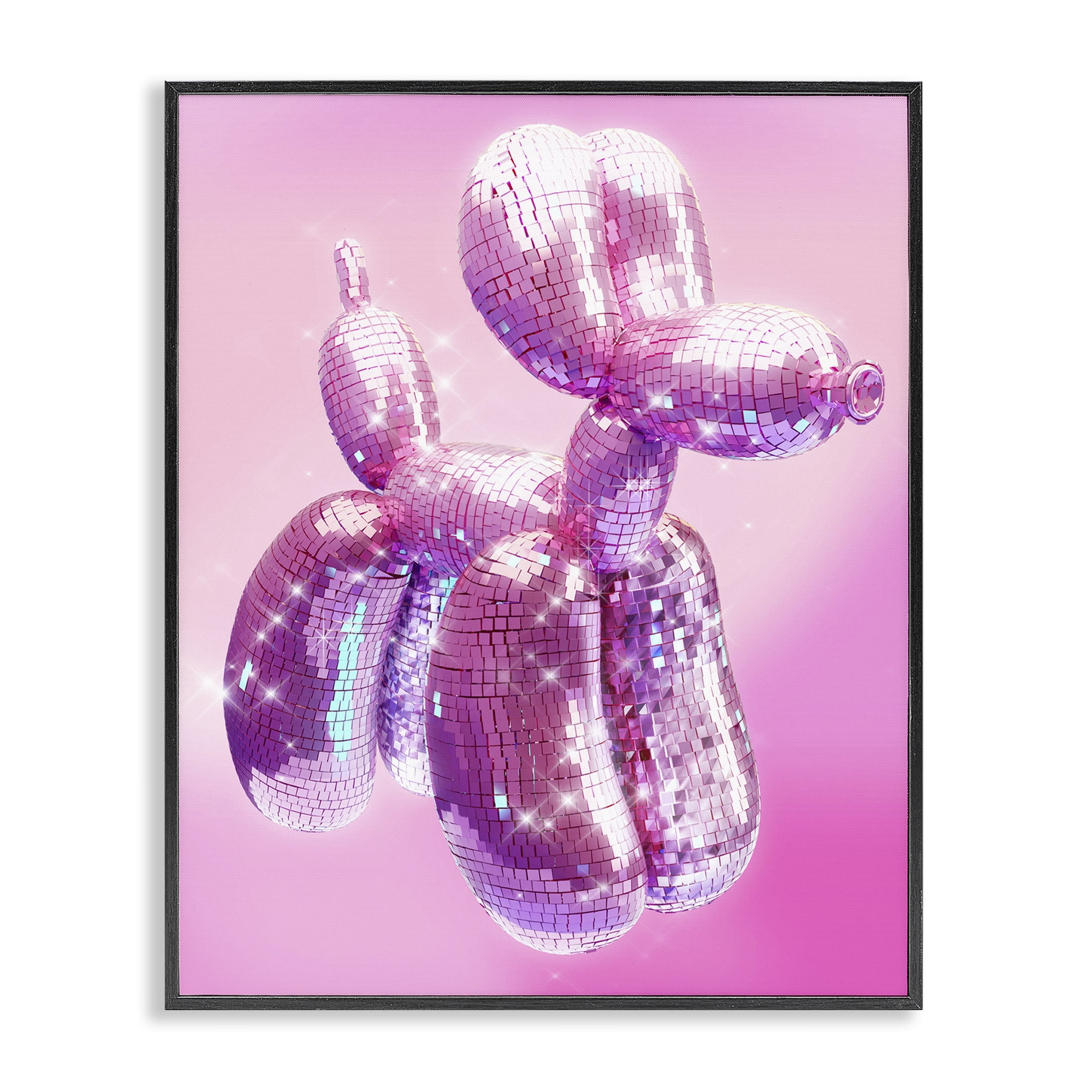 Stupell Industries Disco Pattern Balloon Dog Abstract Painting Black Framed Art Print Wall Art, 24 x 30