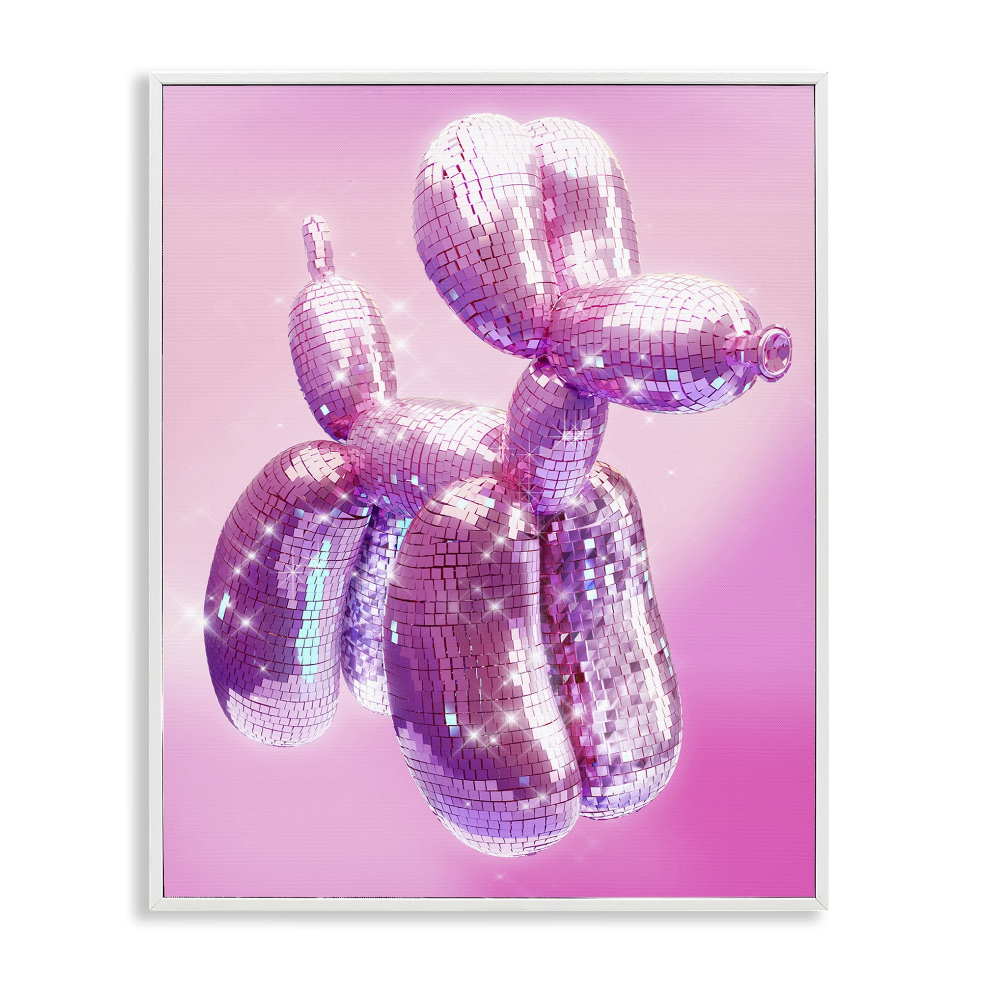 Stupell Industries Disco Pattern Balloon Dog Abstract Painting White Framed Art Print Wall Art, 16 x 20