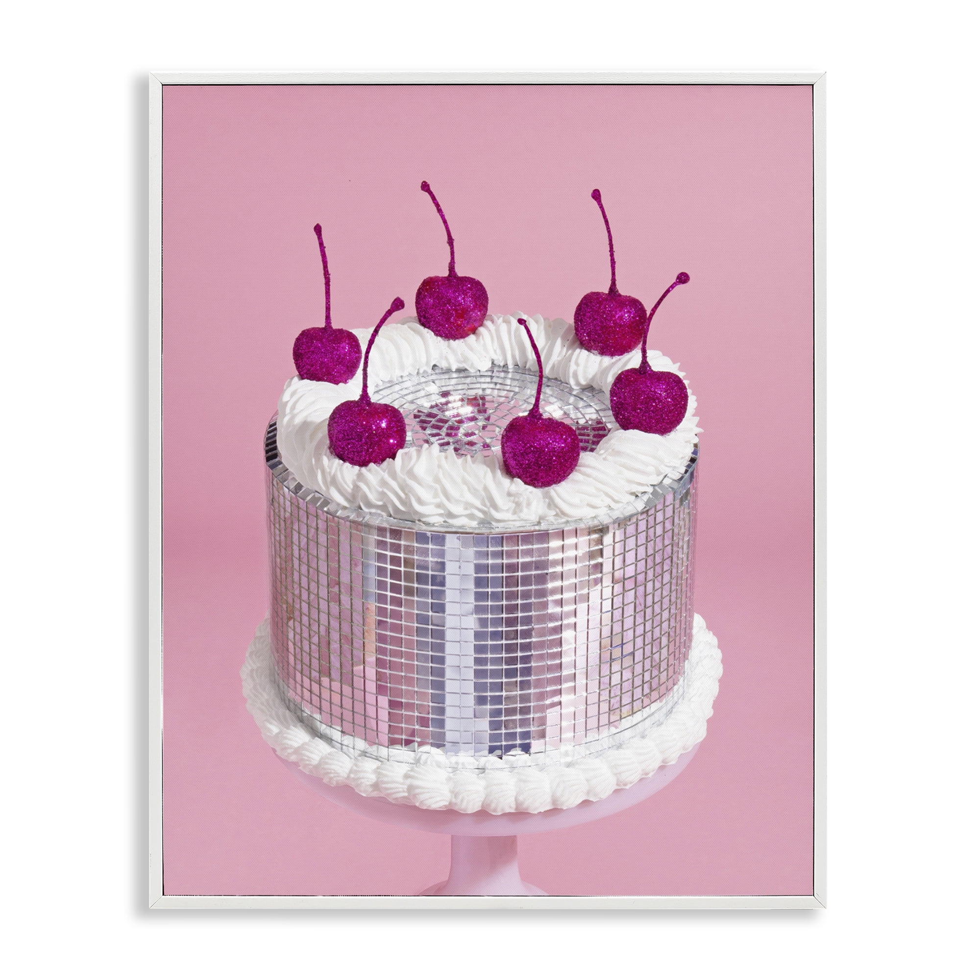 Stupell Industries Disco Pattern Cake Food & Beverage Painting White Framed Art Print Wall Art, 16 x 20