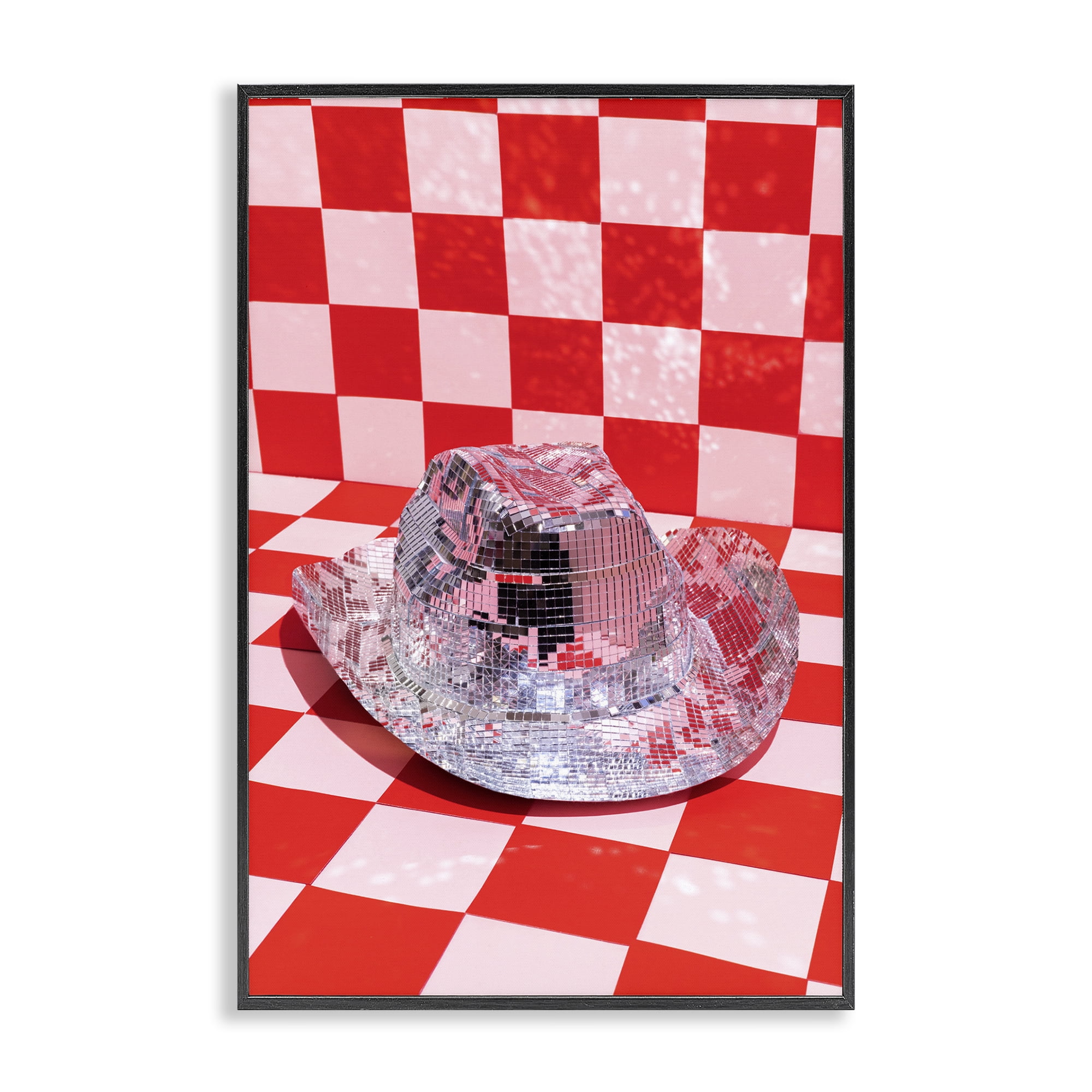 Stupell Industries Disco Patterned Cowboy Hat Performing Arts Painting Black Framed Art Print Wall Art, 20 x 30