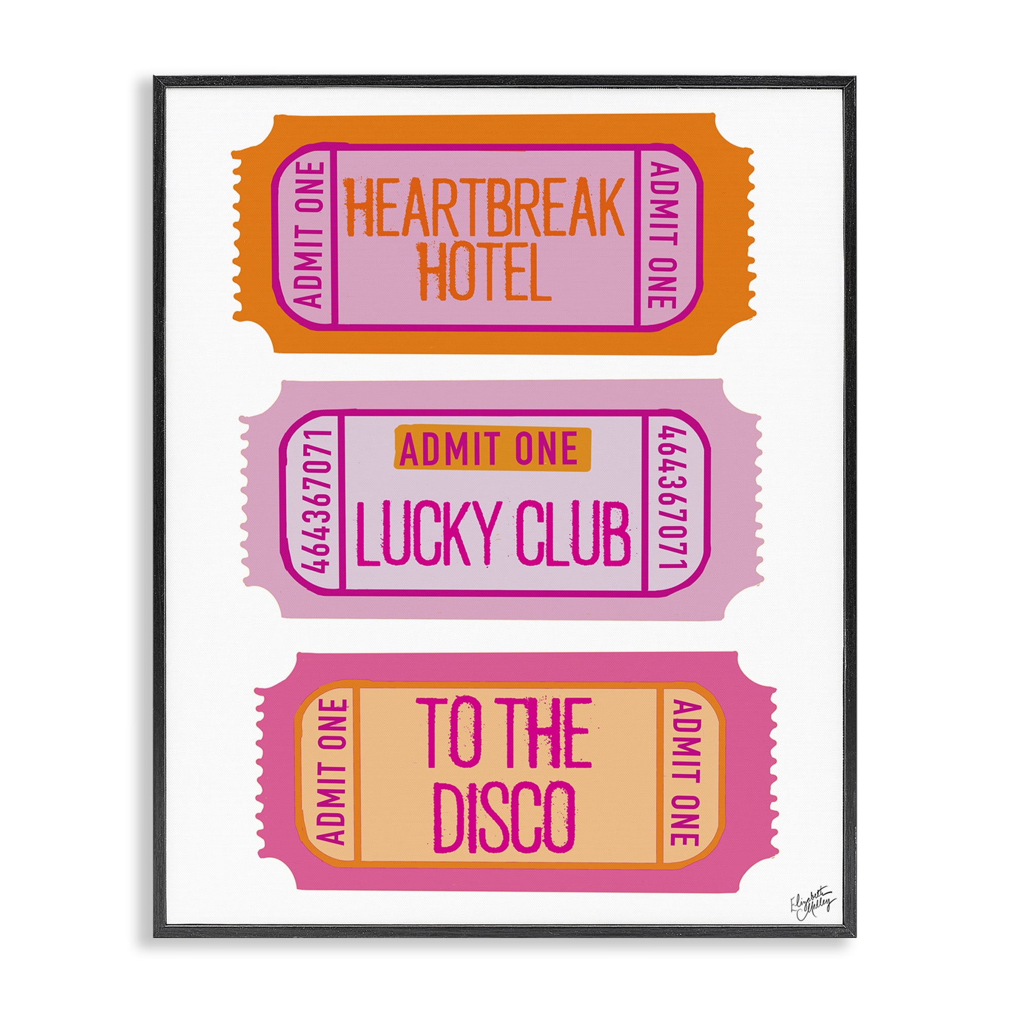 Stupell Industries Disco Phrases Tickets Text & Numbers Painting Black Framed Art Print Wall Art, 16 x 20