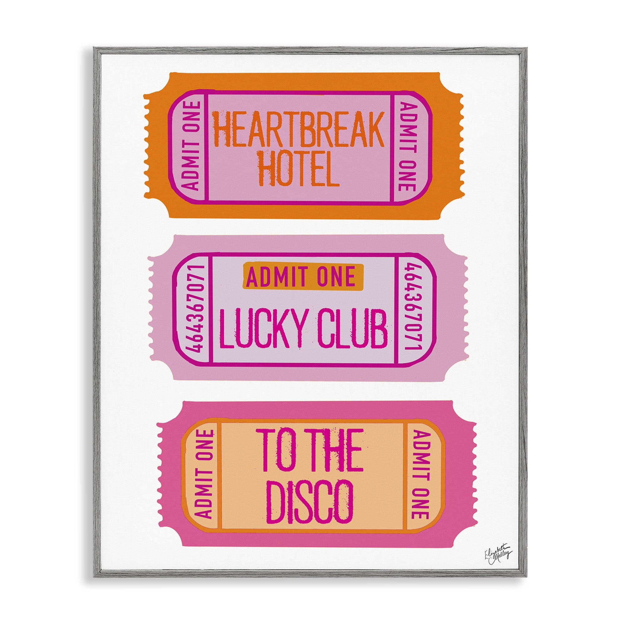 Stupell Industries Disco Phrases Tickets Text & Numbers Painting Gray Framed Art Print Wall Art, 11 x 14