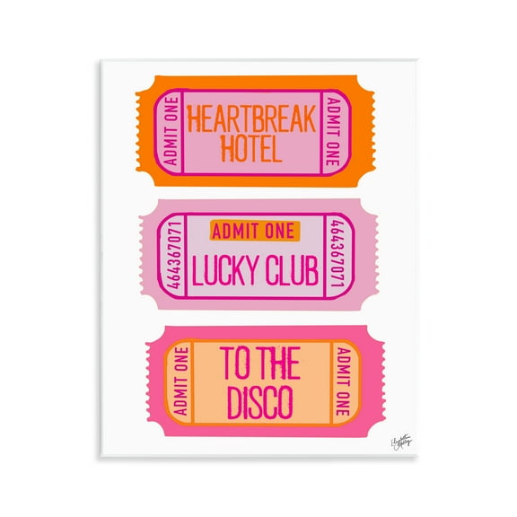 Stupell Industries Disco Phrases Tickets Text & Numbers Painting Unframed Art Print Wall Art, 11 x 14