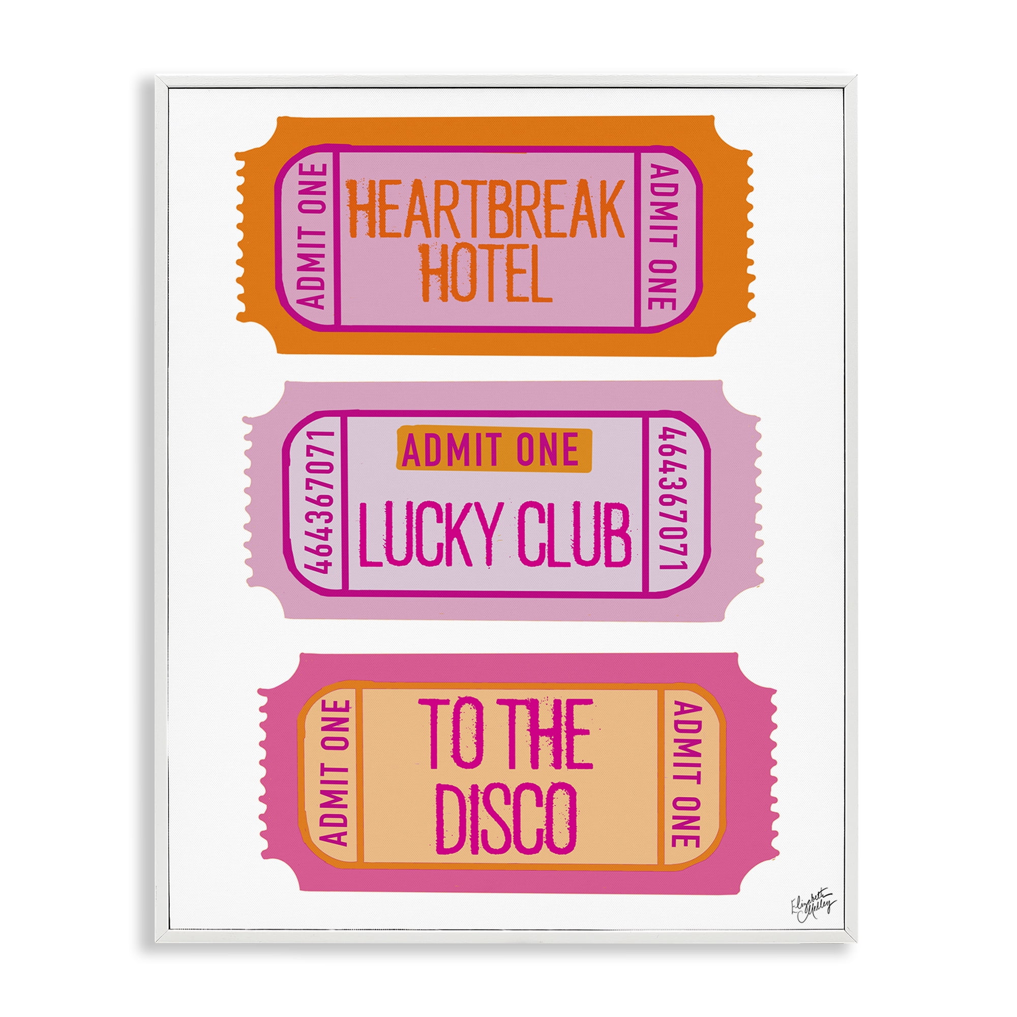 Stupell Industries Disco Phrases Tickets Text & Numbers Painting White Framed Art Print Wall Art, 16 x 20