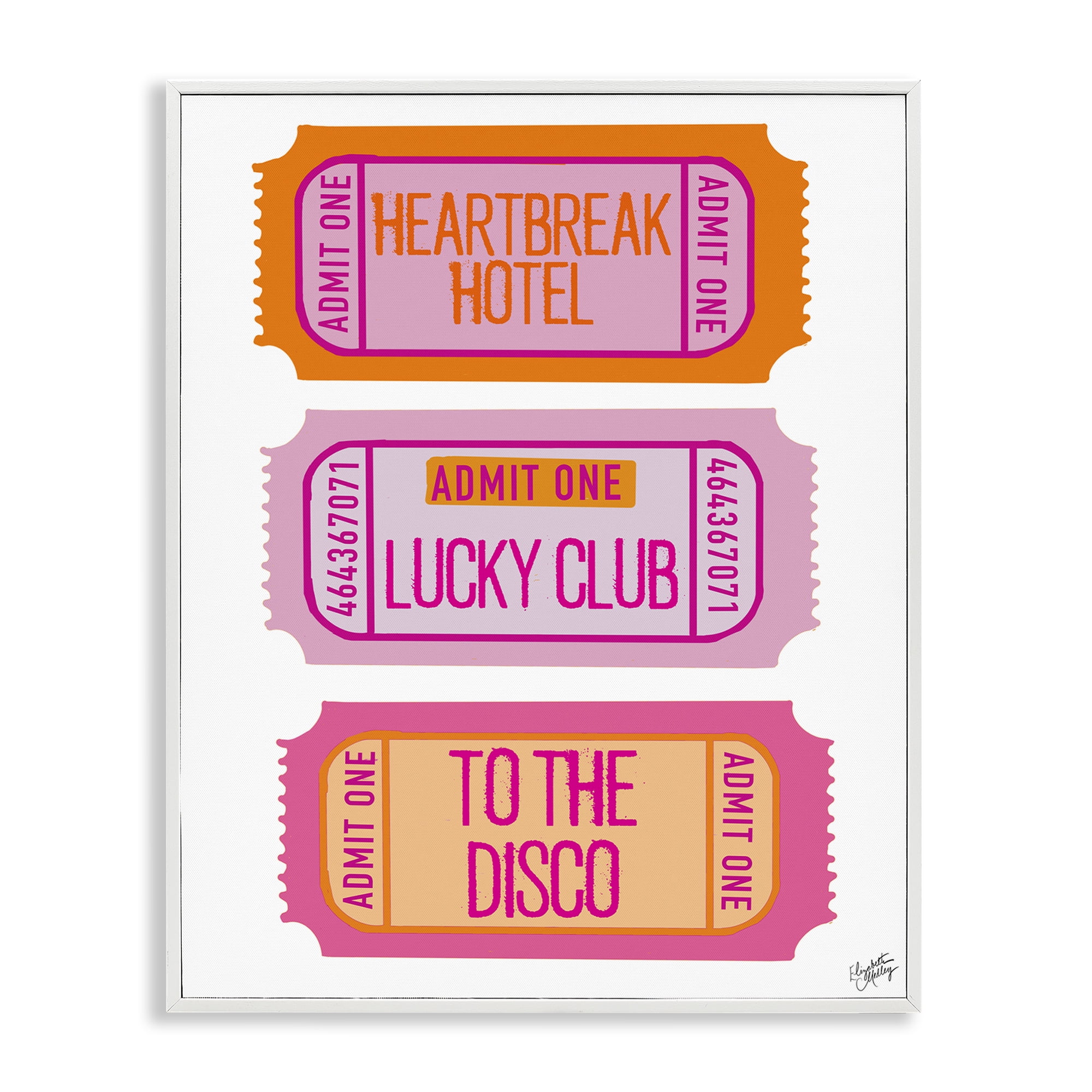 Stupell Industries Disco Phrases Tickets Text & Numbers Painting White Framed Art Print Wall Art, 24 x 30