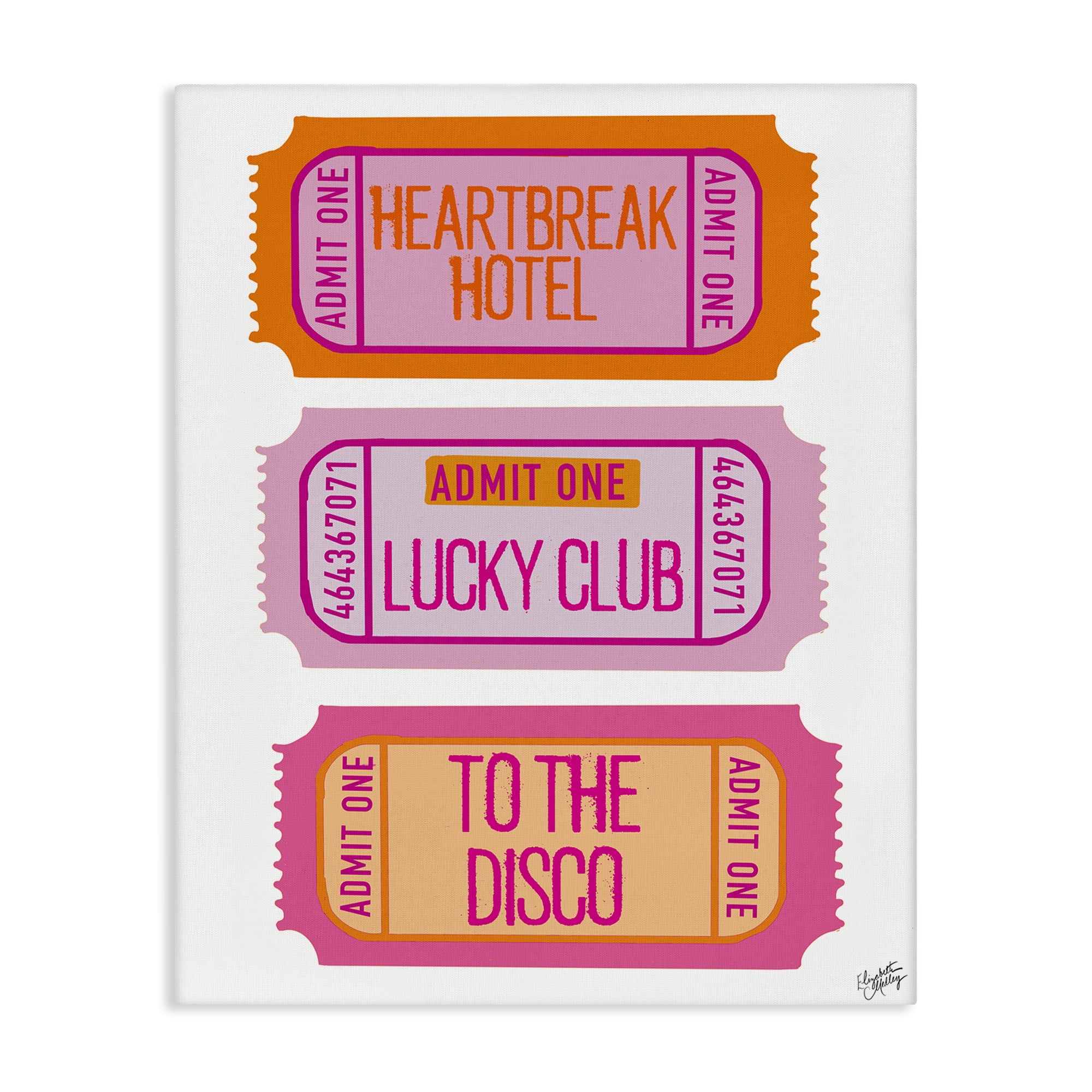 Stupell Industries Disco Phrases Tickets Text & Numbers Painting Wrapped Canvas Art Print Wall Art, 16 x 20