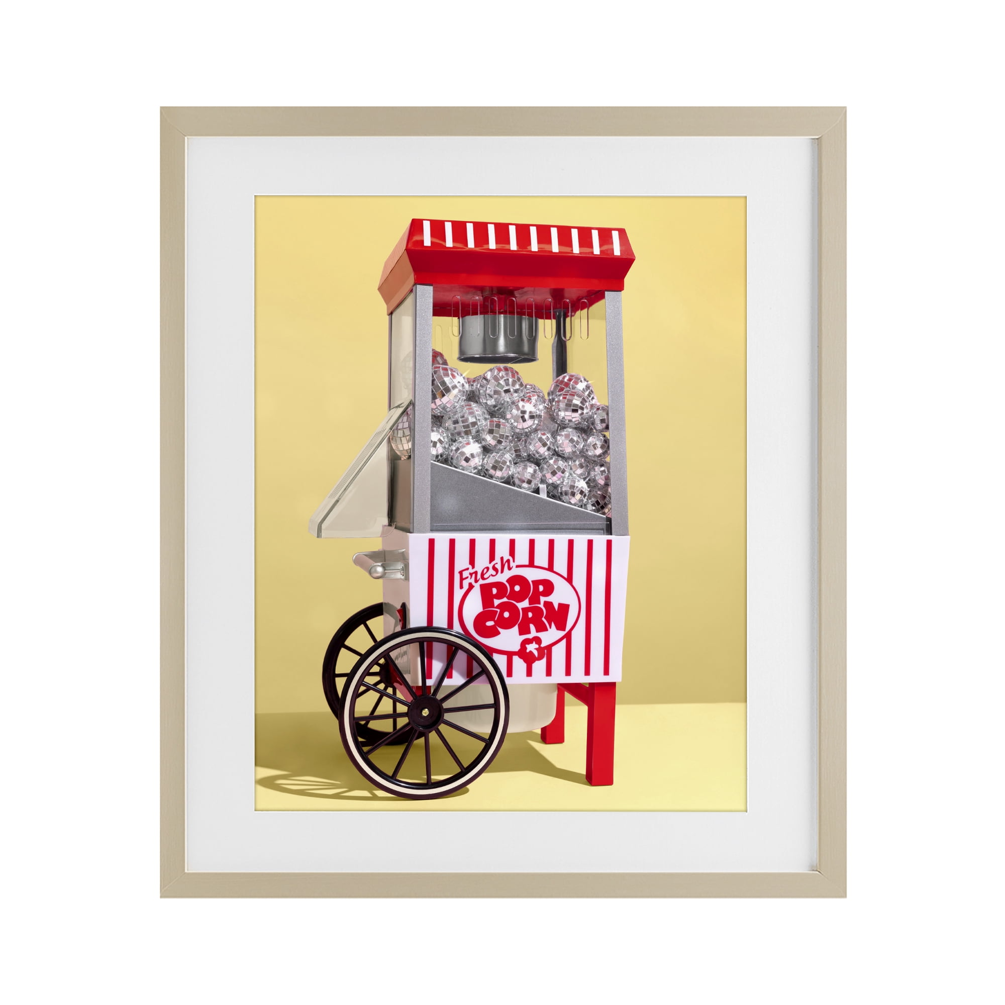 Stupell Industries Disco Popcorn over Yellow Birch Framed Print Under Glass, design by LISH Creative