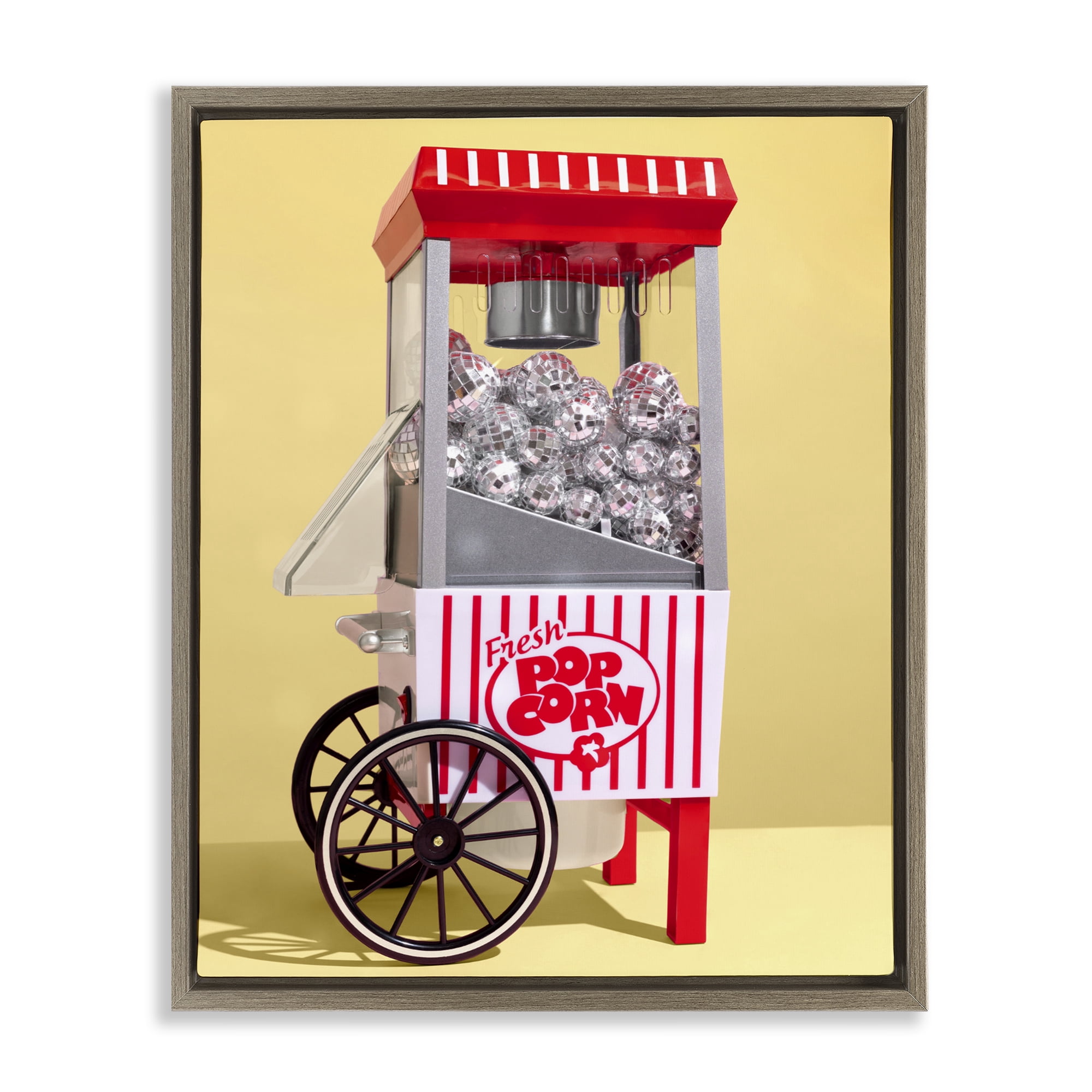 Stupell Industries Disco Popcorn over Yellow Brown Framed Floater Canvas Wall Art, design by LISH Creative