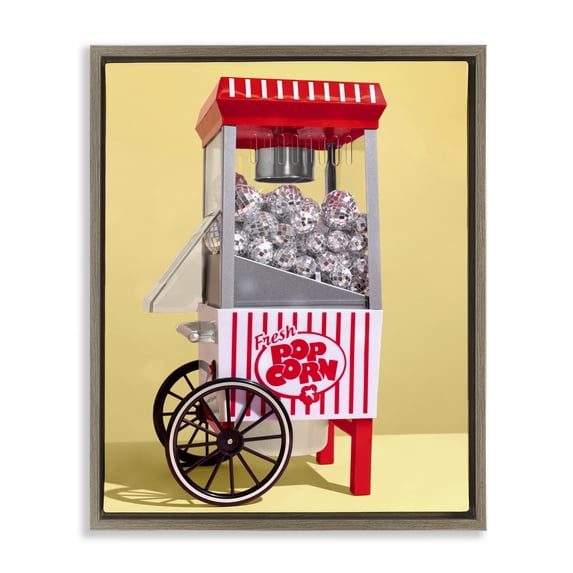 Stupell Industries Glam Disco Popcorn over Yellow Brown Floating Frame Canvas Art, 25 x 31, by LISH Creative