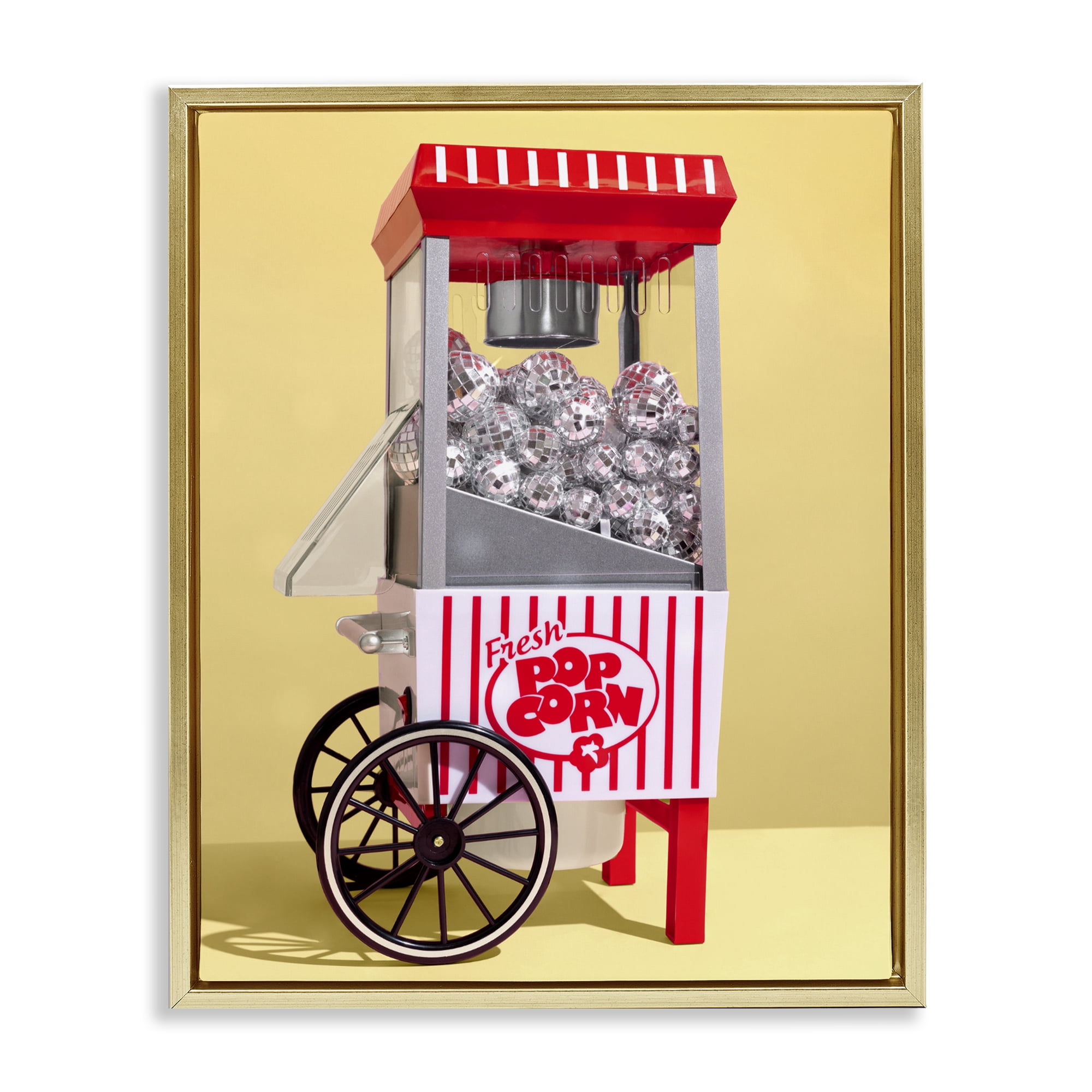 Stupell Industries Disco Popcorn over Yellow Gold Framed Floater Canvas Wall Art, design by LISH Creative