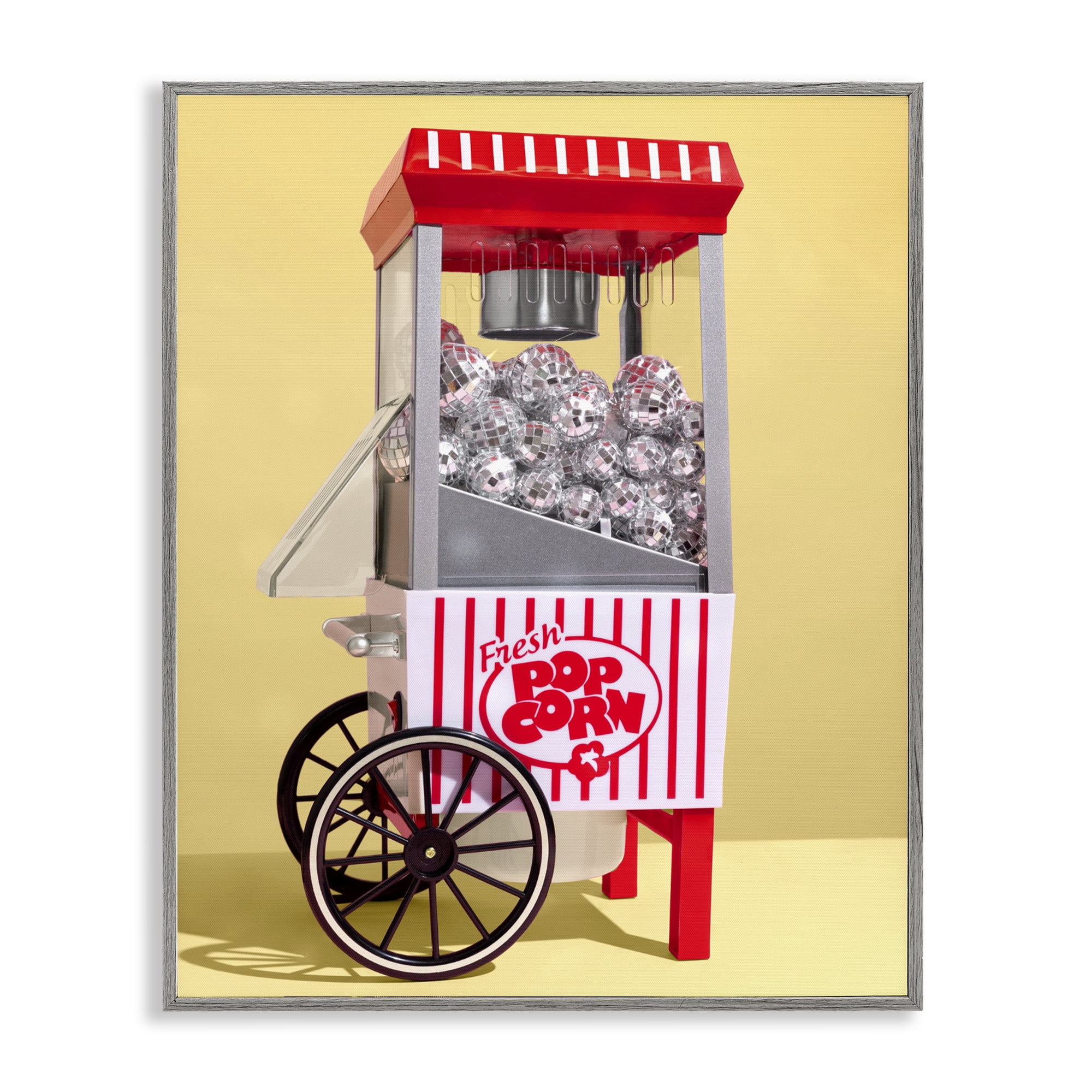 Stupell Industries Disco Popcorn over Yellow Gray Framed Giclee Art, design by LISH Creative