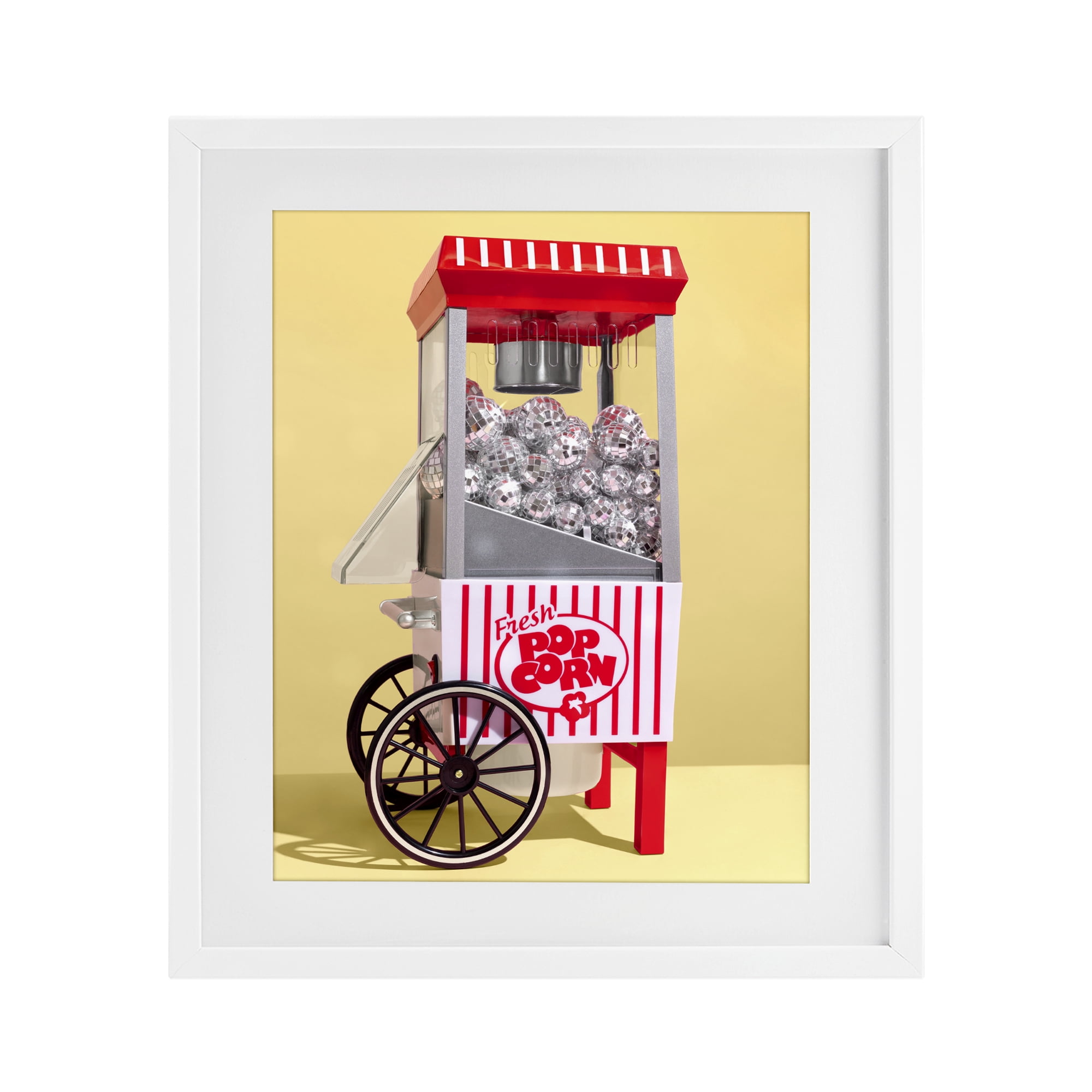 Stupell Industries Disco Popcorn over Yellow White Framed Print Under Glass, design by LISH Creative