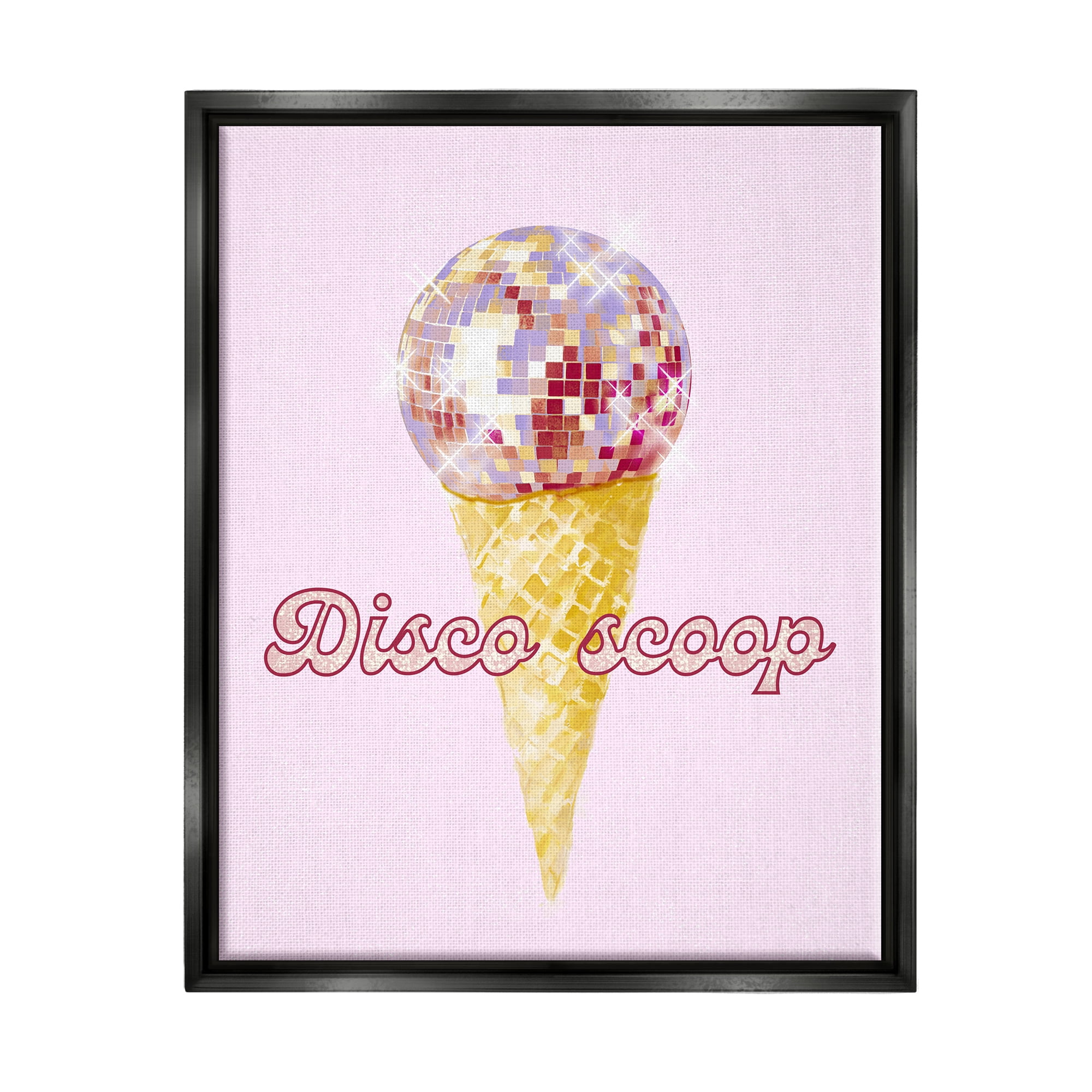 Stupell Industries Disco Scoop Ice Cream Food & Beverage Painting Black Floater Framed Canvas Art Print Wall Art, 17 x 21