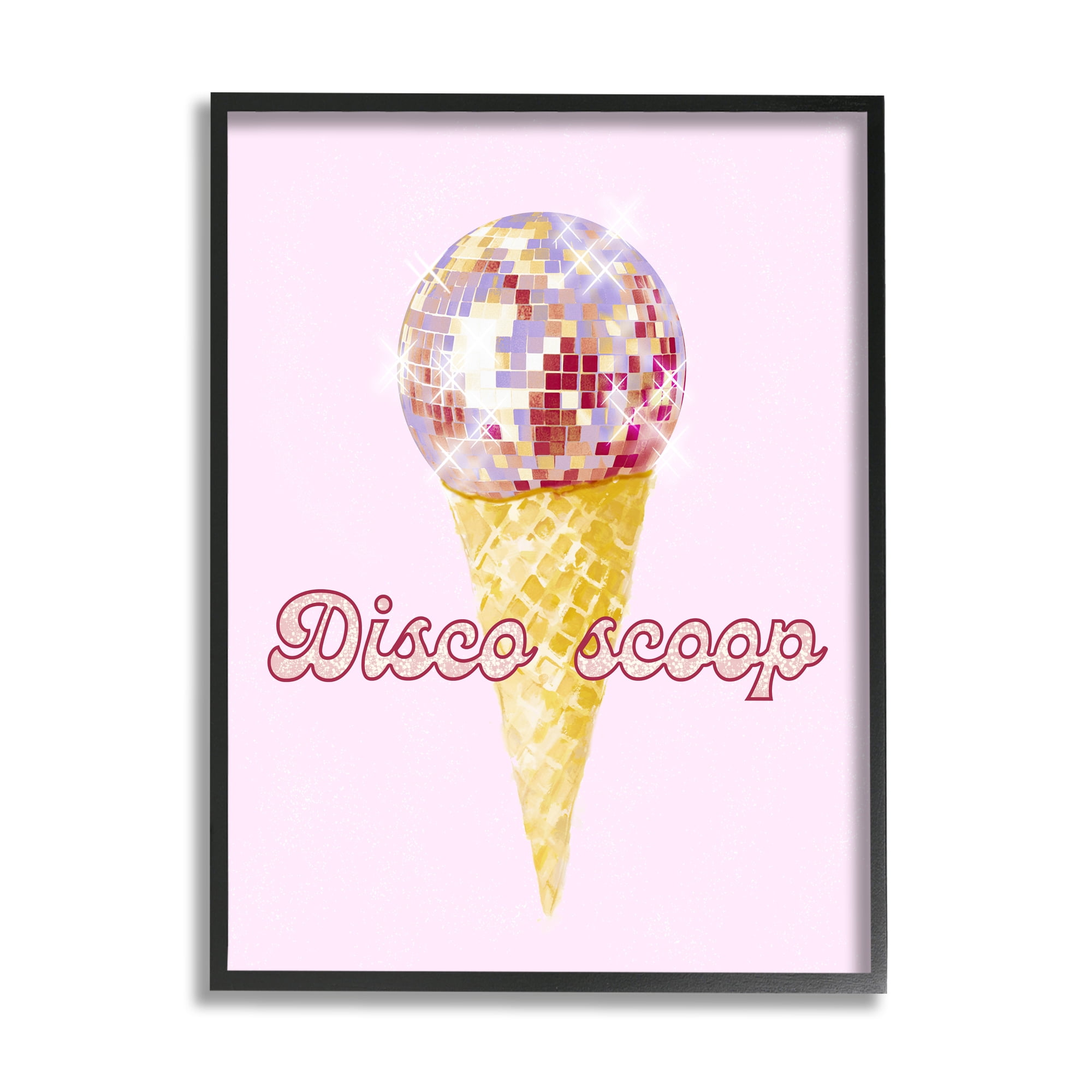 Stupell Industries Disco Scoop Ice Cream Food & Beverage Painting Black Framed Art Print Wall Art, 24 x 30