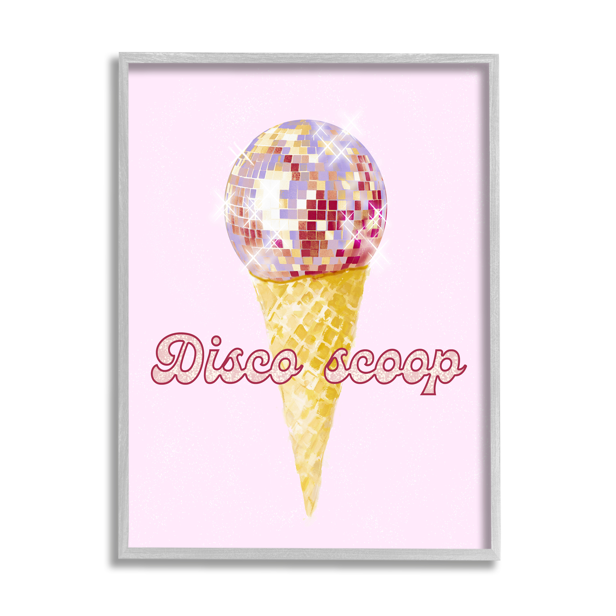 Stupell Industries Disco Scoop Ice Cream Food & Beverage Painting Gray Framed Art Print Wall Art, 16 x 20