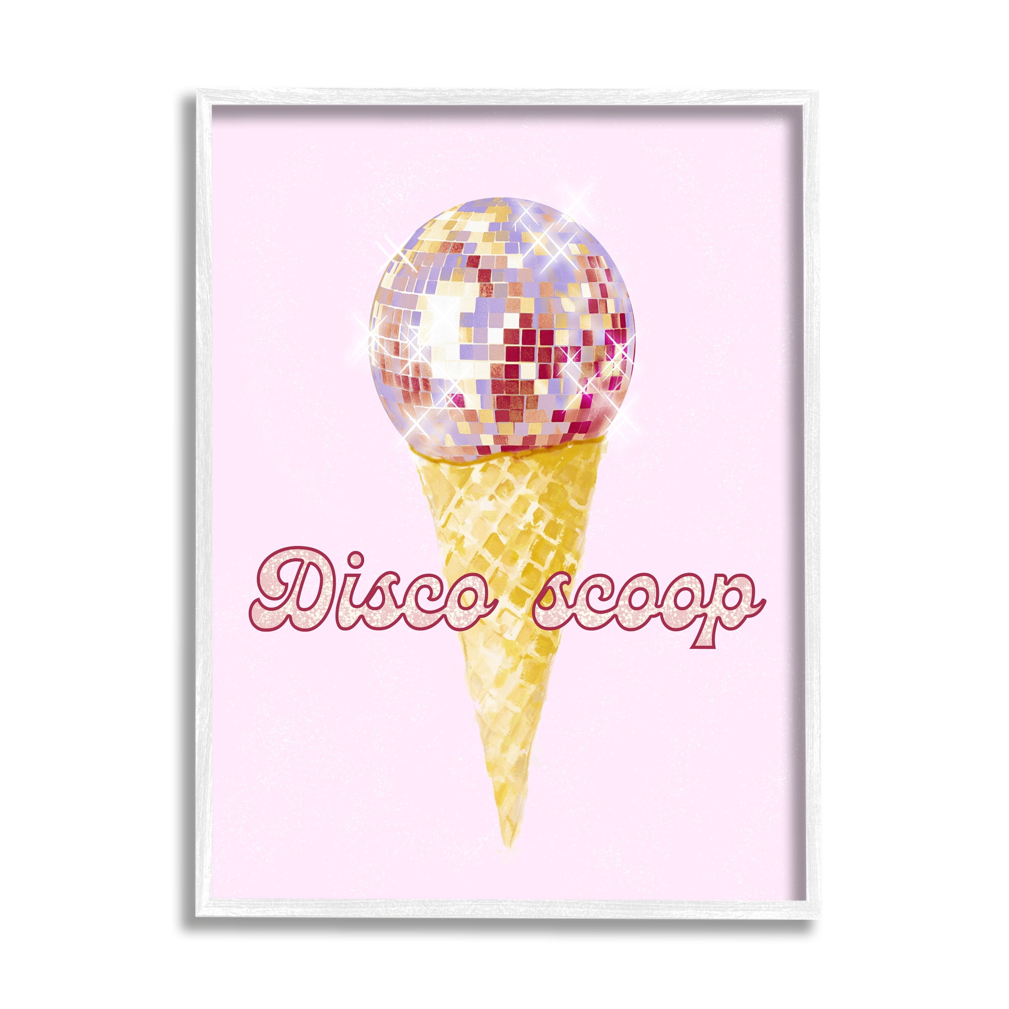 Stupell Industries Disco Scoop Ice Cream Food & Beverage Painting White Framed Art Print Wall Art, 16 x 20