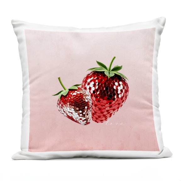 Stupell Industries Disco Sequin Strawberries Design by Kim Allen Outdoor Printed Pillow