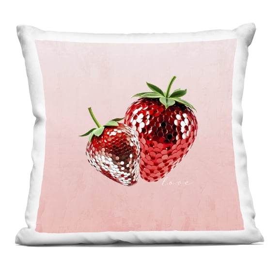 Stupell Industries Disco Sequin Strawberries Design by Kim Allen Throw Pillow