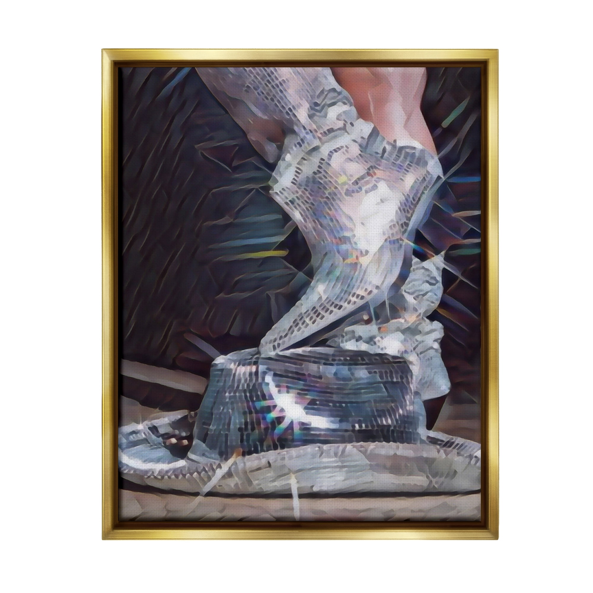 Stupell Industries Disco Sparkles Cowgirl Novelty Painting Gold Floater Framed Canvas Art Print Wall Art, 17 x 21