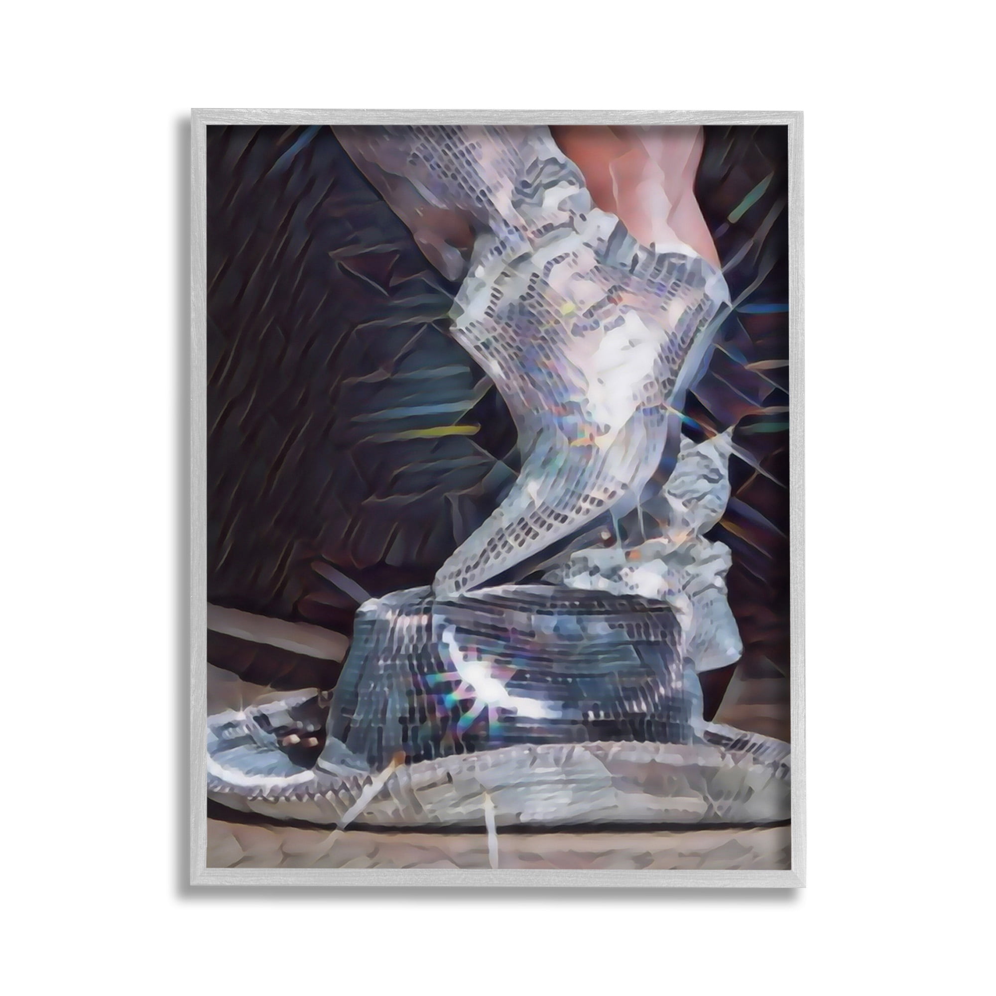 Stupell Industries Disco Sparkles Cowgirl Novelty Painting Gray Framed Art Print Wall Art, 11 x 14