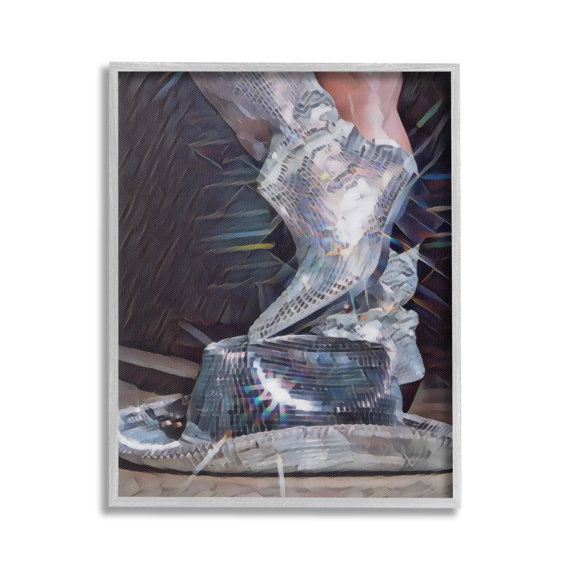 Stupell Industries Disco Sparkles Cowgirl Novelty Painting Gray Framed Art Print Wall Art, 16 x 20