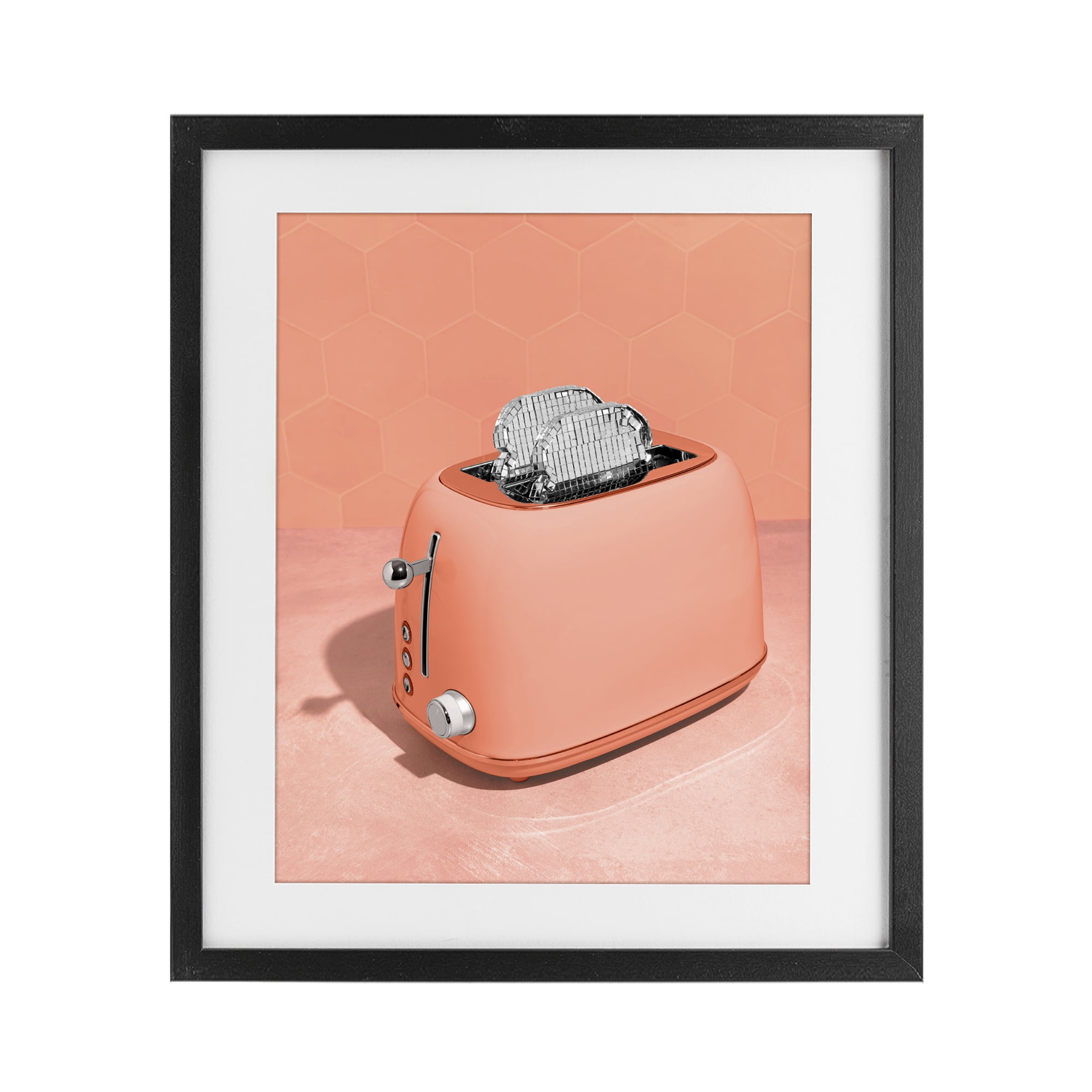 Stupell Industries Disco Toast over Orange Black Framed Print Under Glass, design by LISH Creative