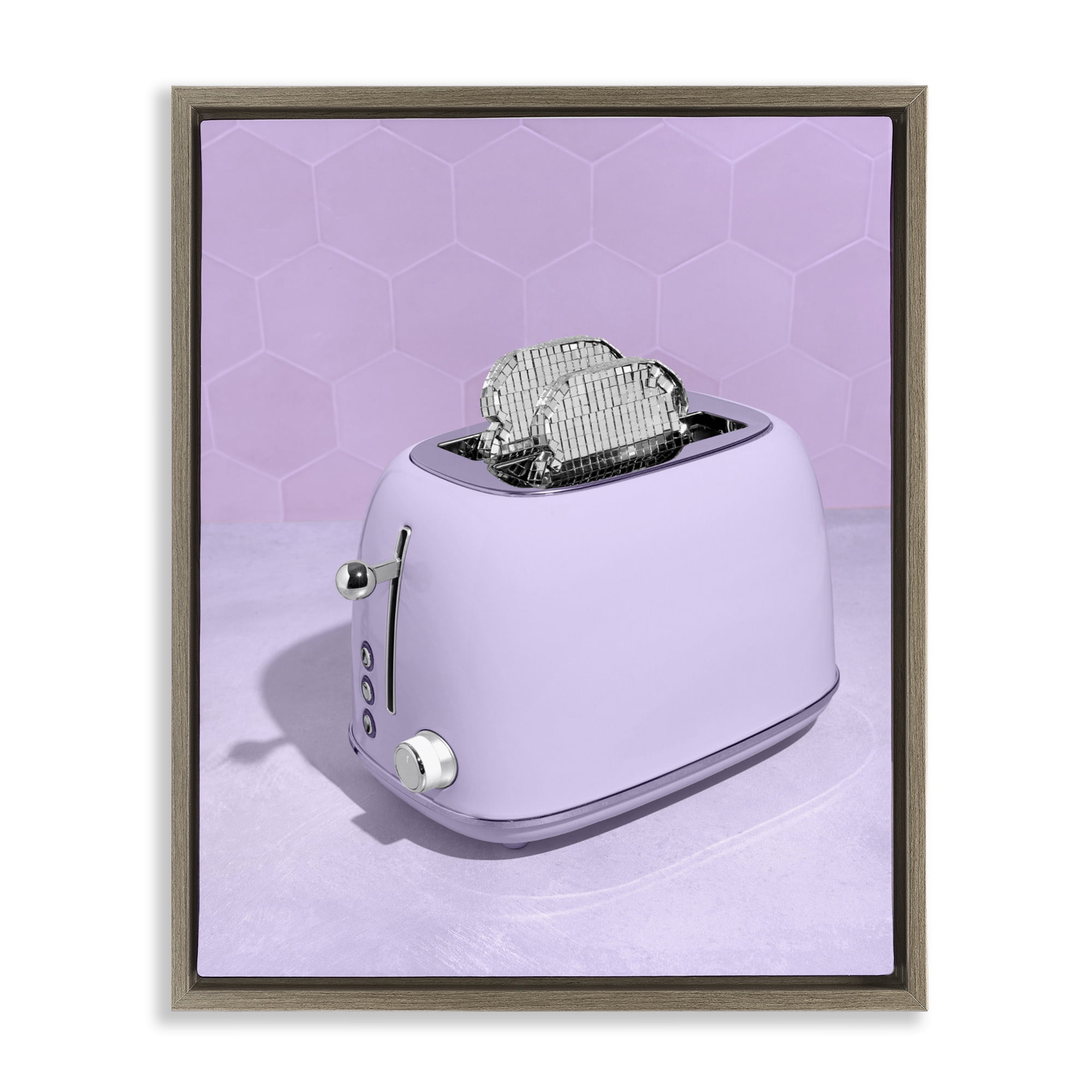 Stupell Industries Disco Toast over Purple Brown Framed Floater Canvas Wall Art, design by LISH Creative