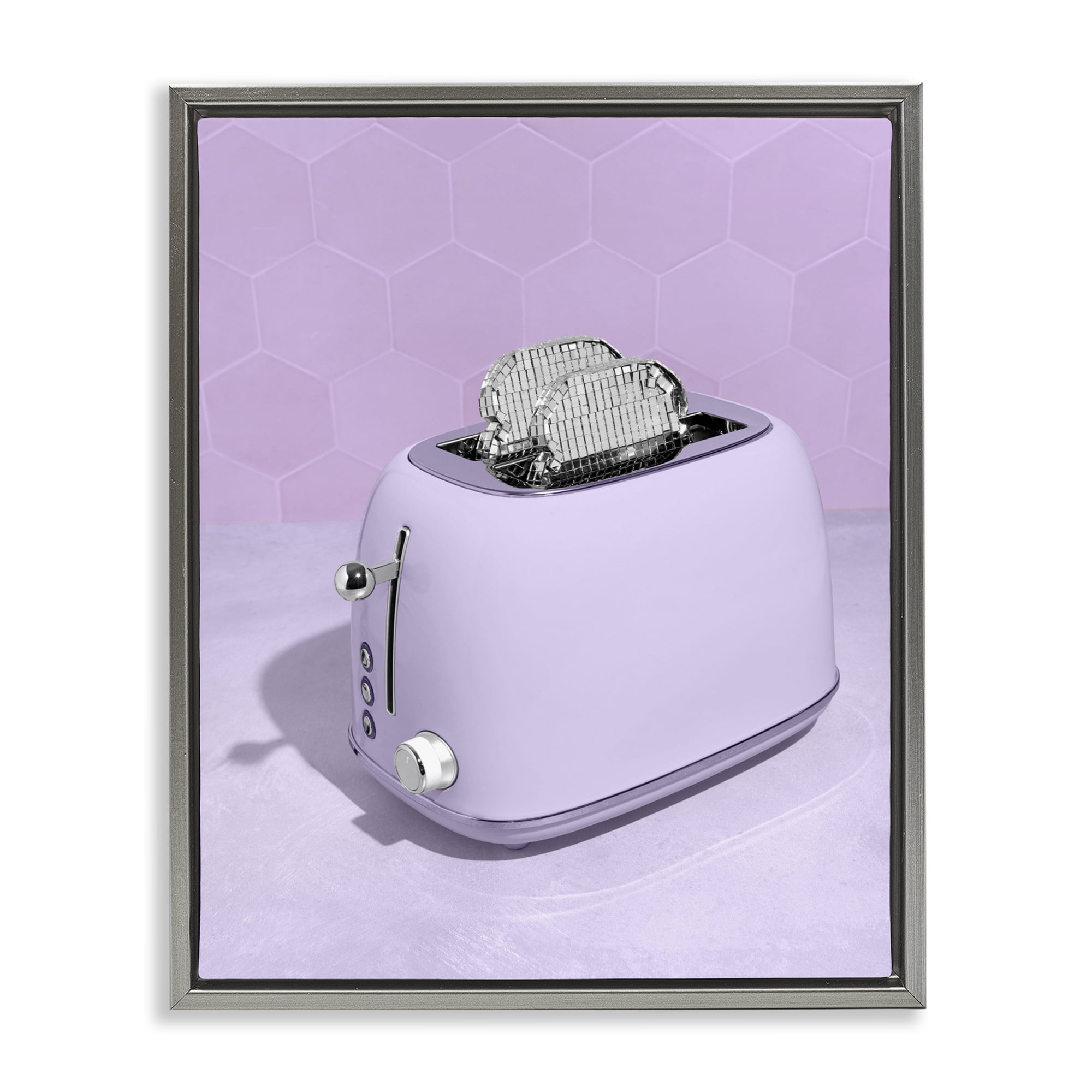 Stupell Industries Disco Toast over Purple Gray Framed Floater Canvas Wall Art, design by LISH Creative