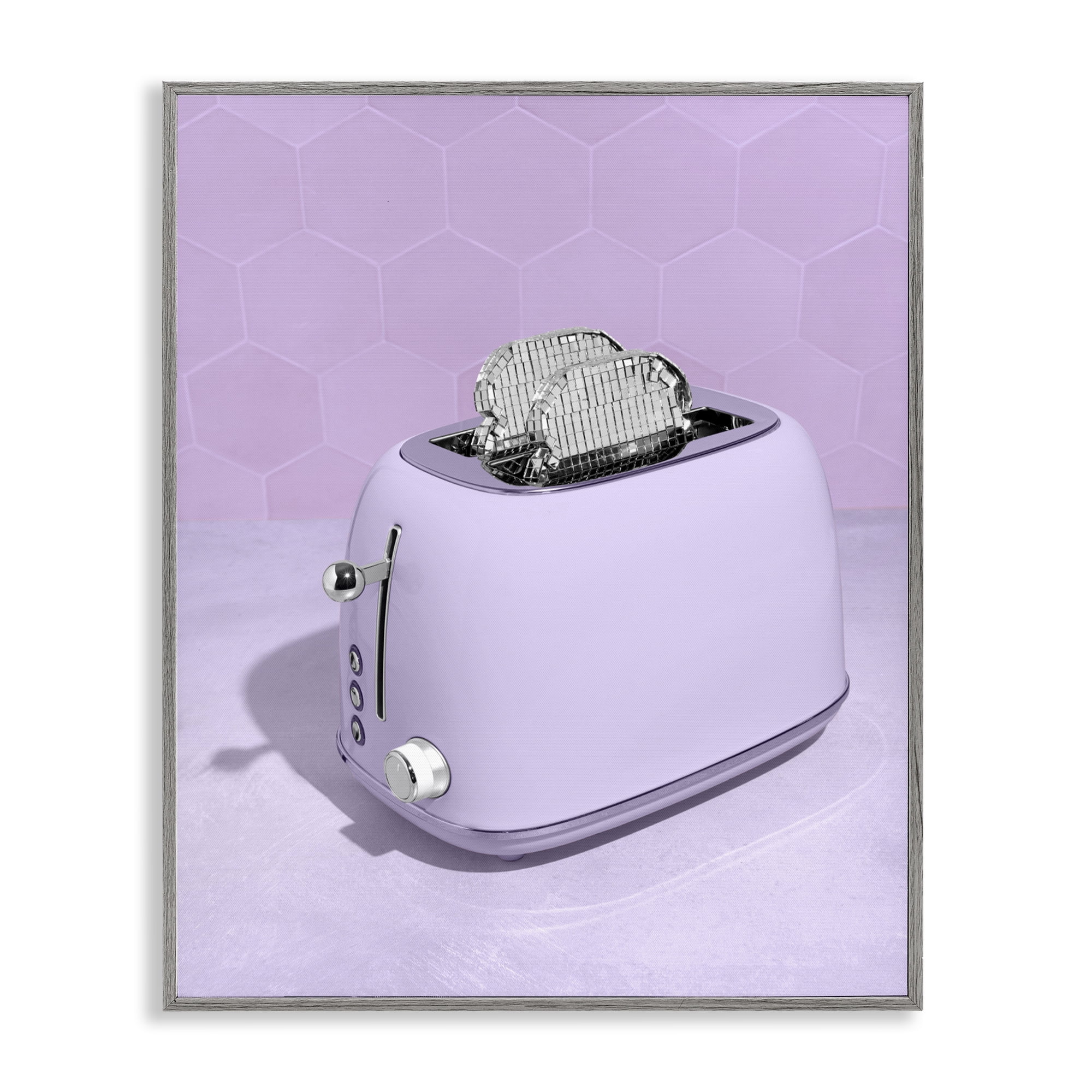 Stupell Industries Disco Toast over Purple Gray Framed Giclee Art, design by LISH Creative